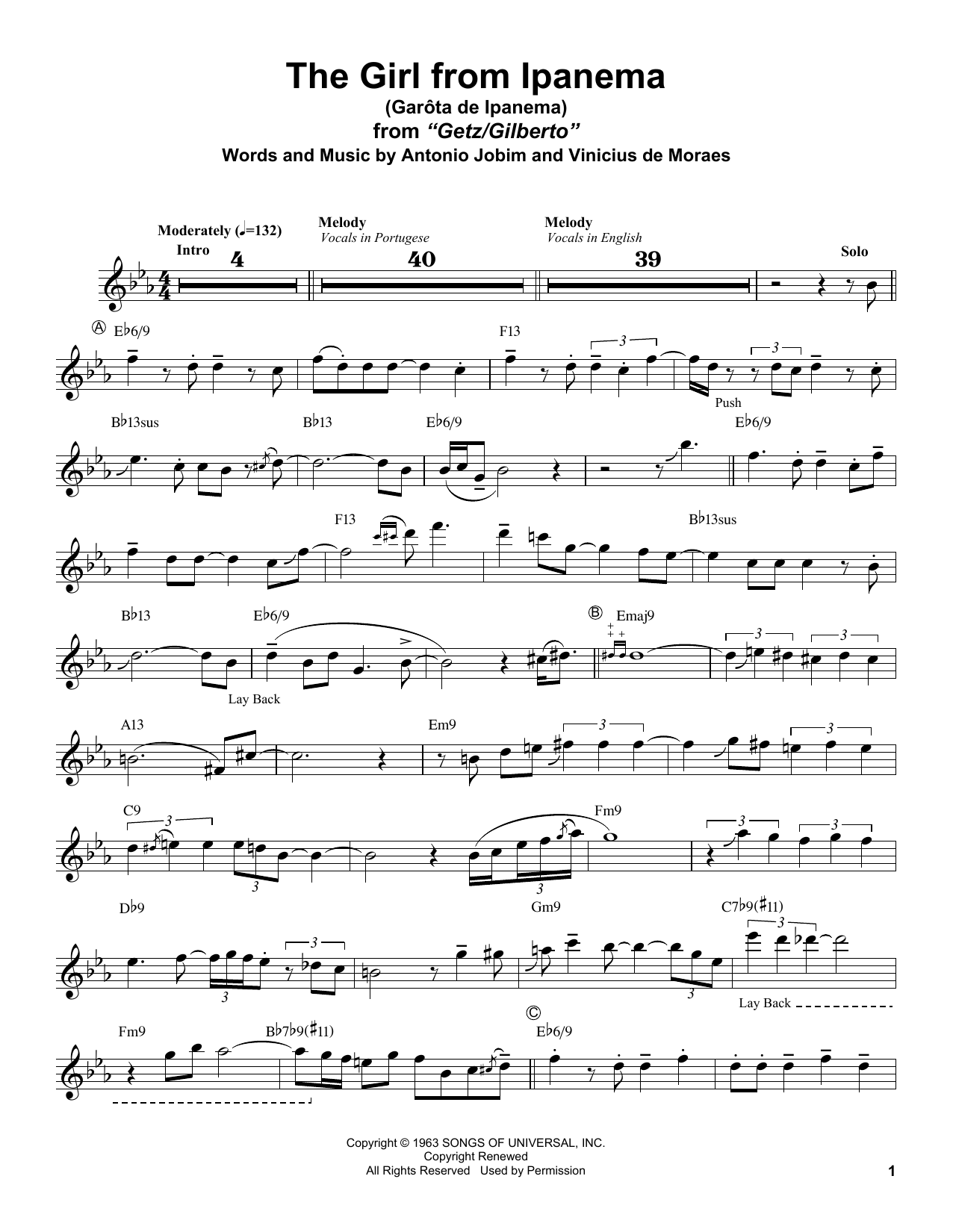 Garota De Ipanema (Tenor Sax Transcription) von Stan Getz