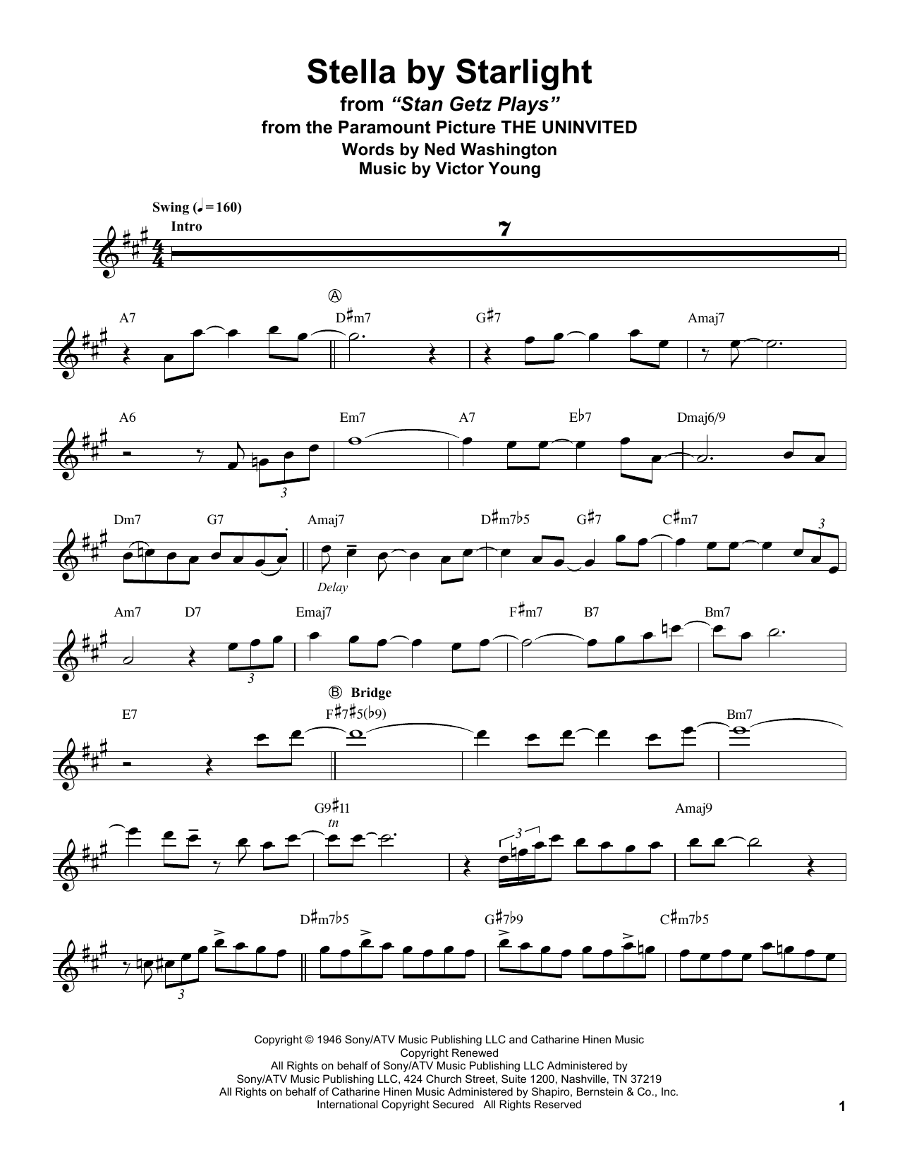 Stella By Starlight (Tenor Sax Transcription) von Stan Getz