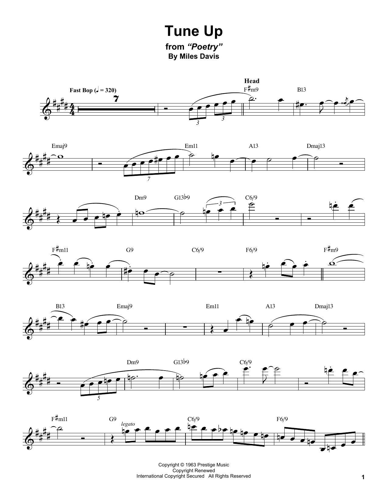 Tune Up (Tenor Sax Transcription) von Stan Getz