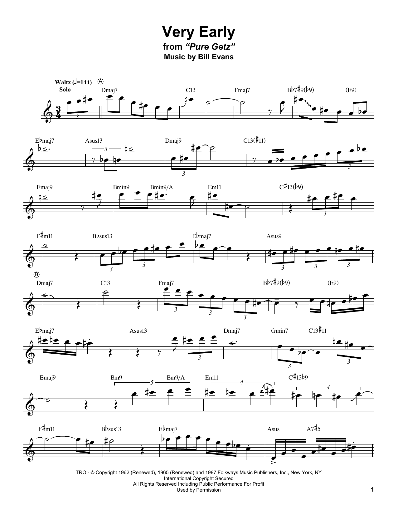 Very Early (Tenor Sax Transcription) von Stan Getz