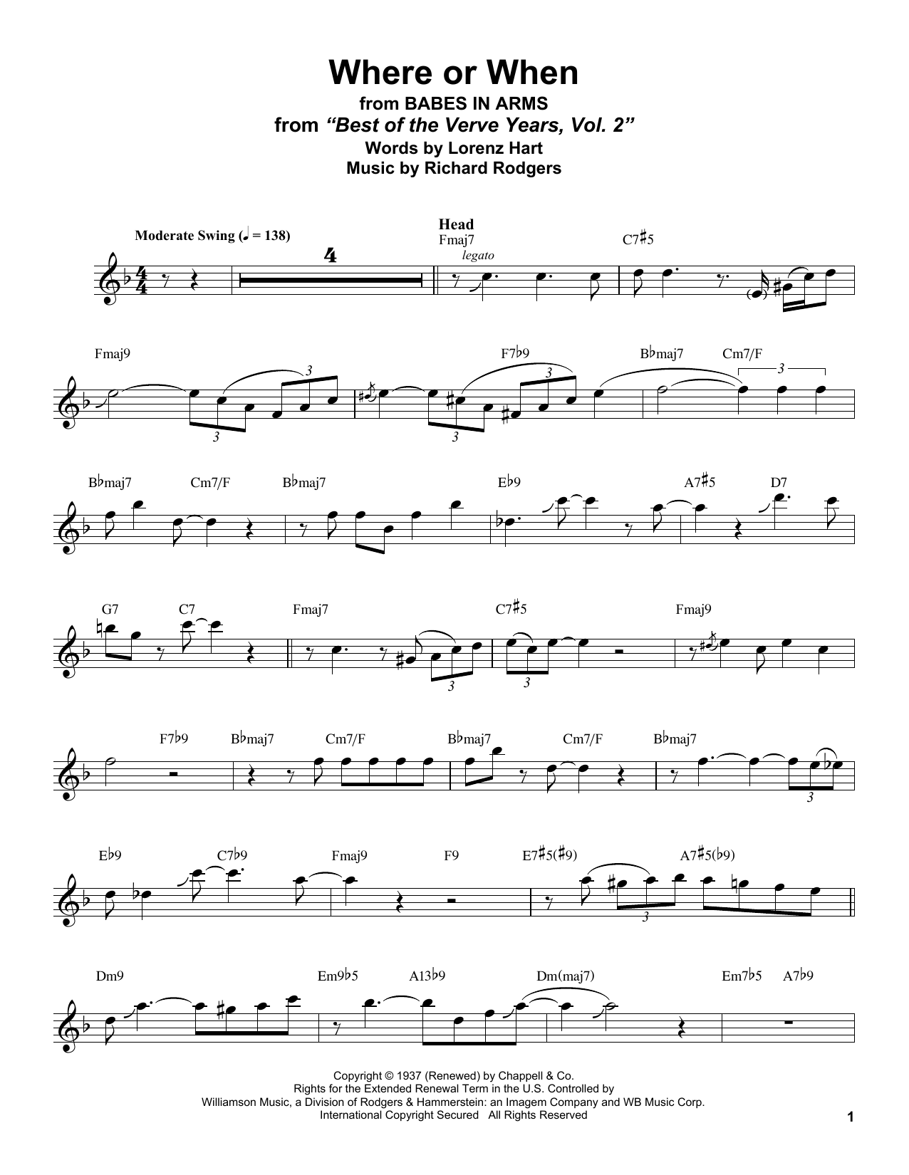 Where Or When (Tenor Sax Transcription) von Stan Getz