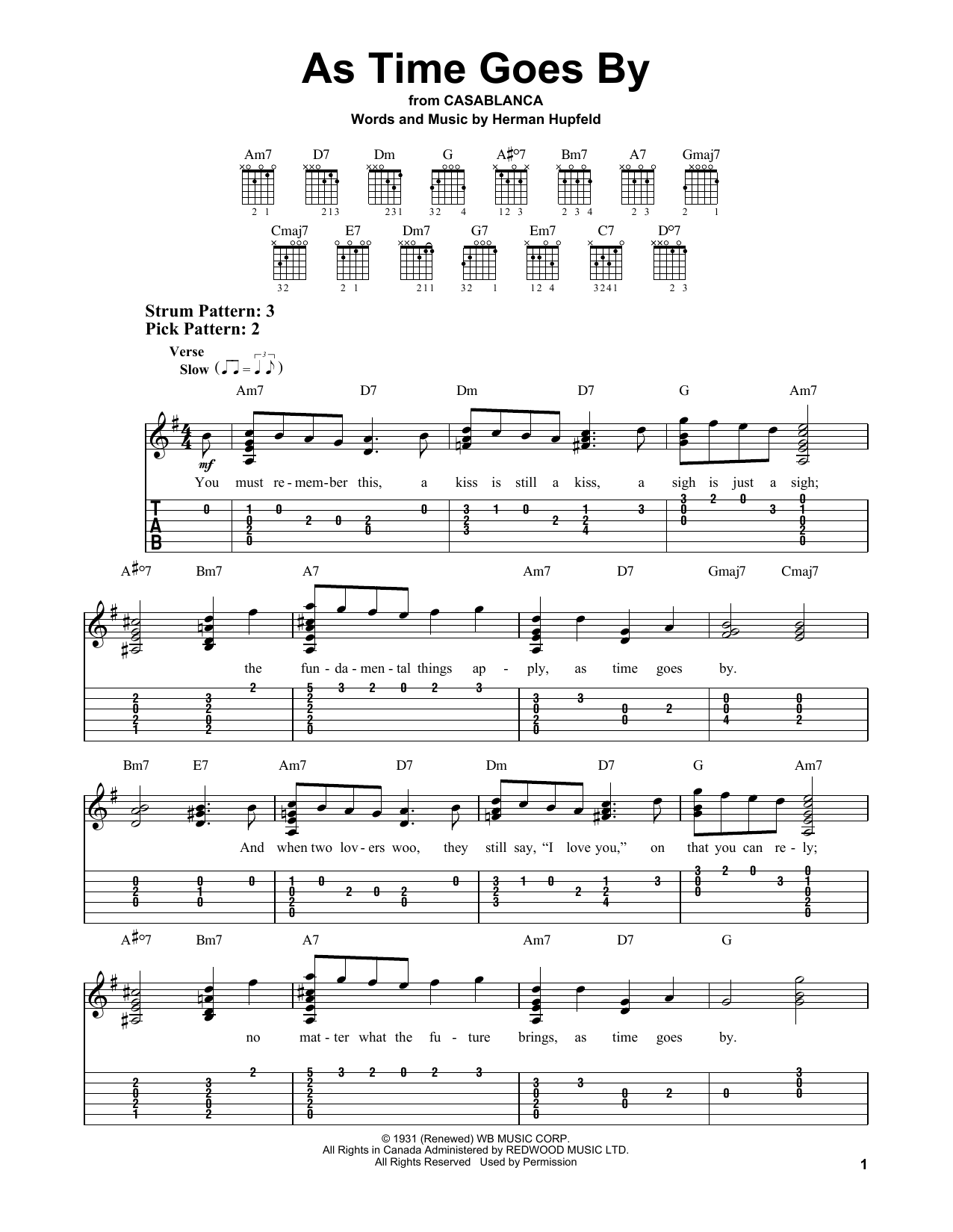As Time Goes By (Easy Guitar Tab) von Nilsson
