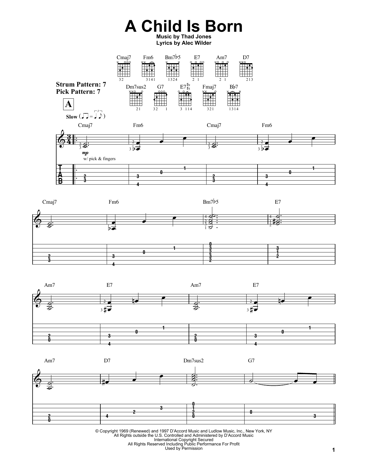 A Child Is Born (Easy Guitar Tab) von Thad Jones