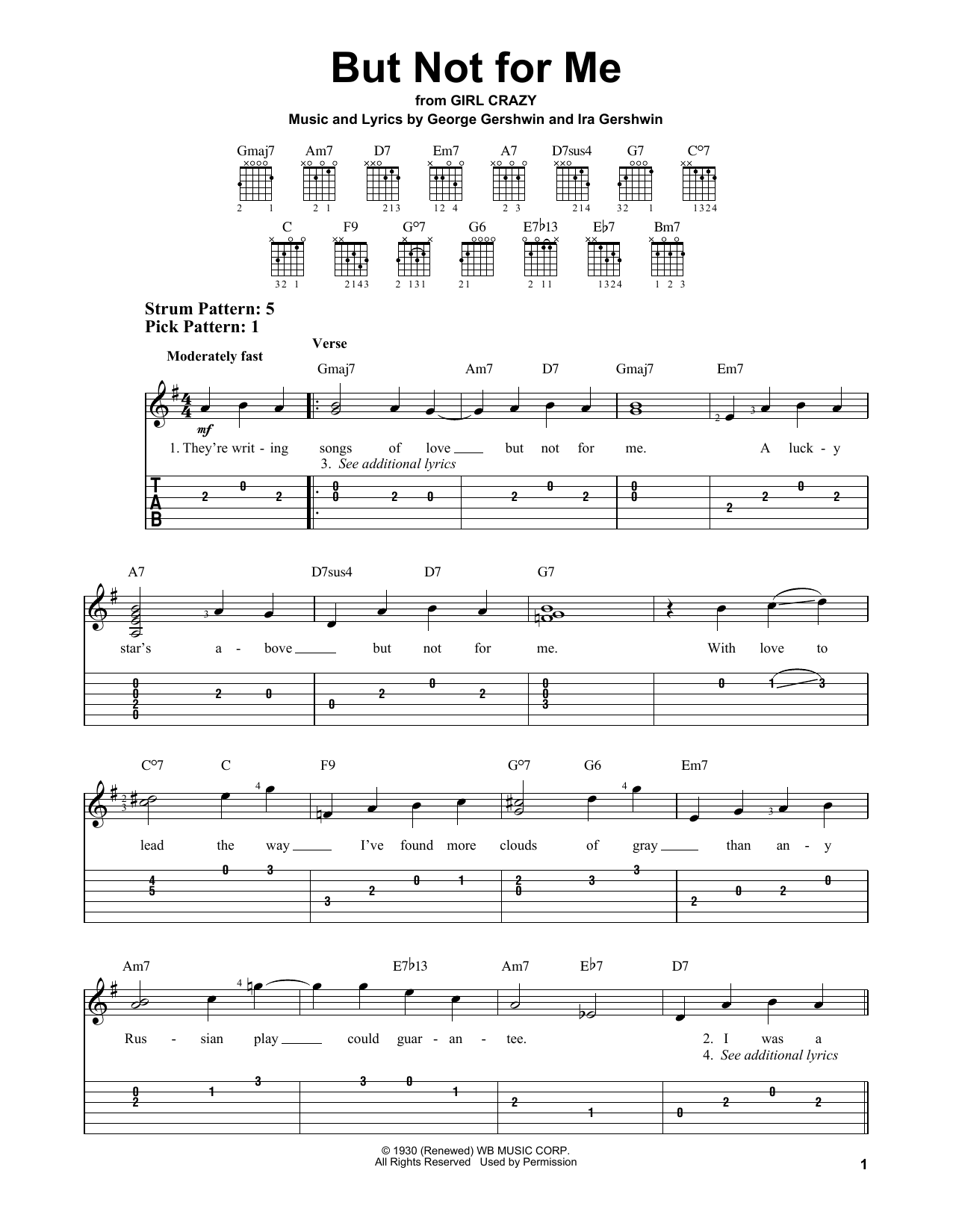 But Not For Me (Easy Guitar Tab) von George Gershwin