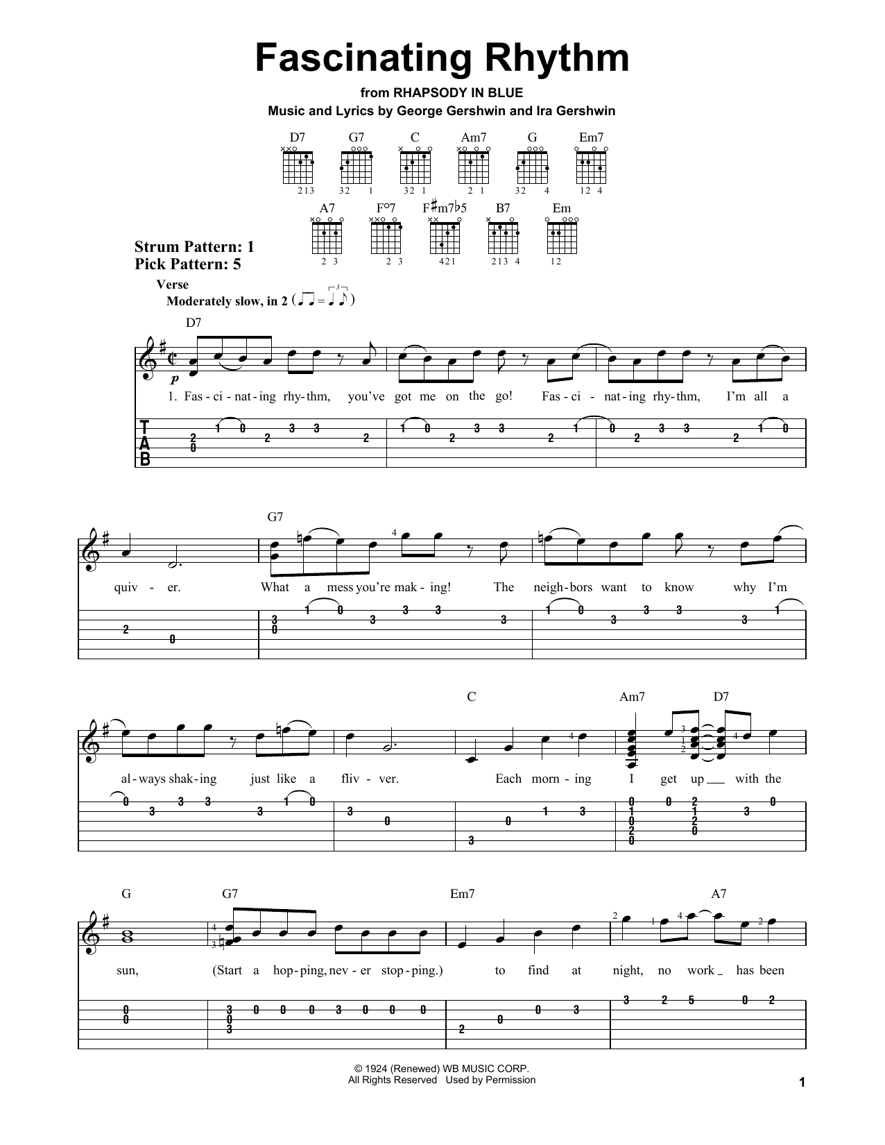 Fascinating Rhythm (Easy Guitar Tab) von George Gershwin