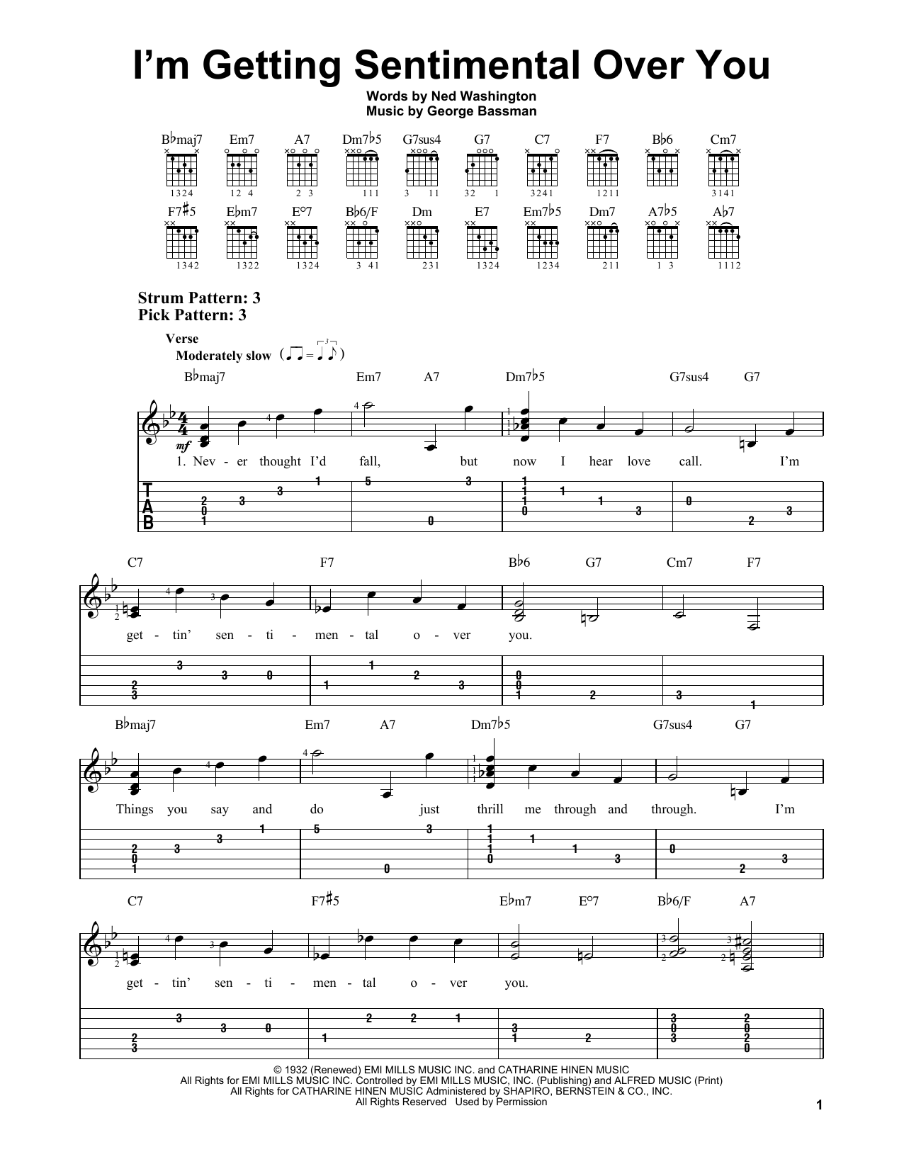 I'm Getting Sentimental Over You (Easy Guitar Tab) von Ned Washington