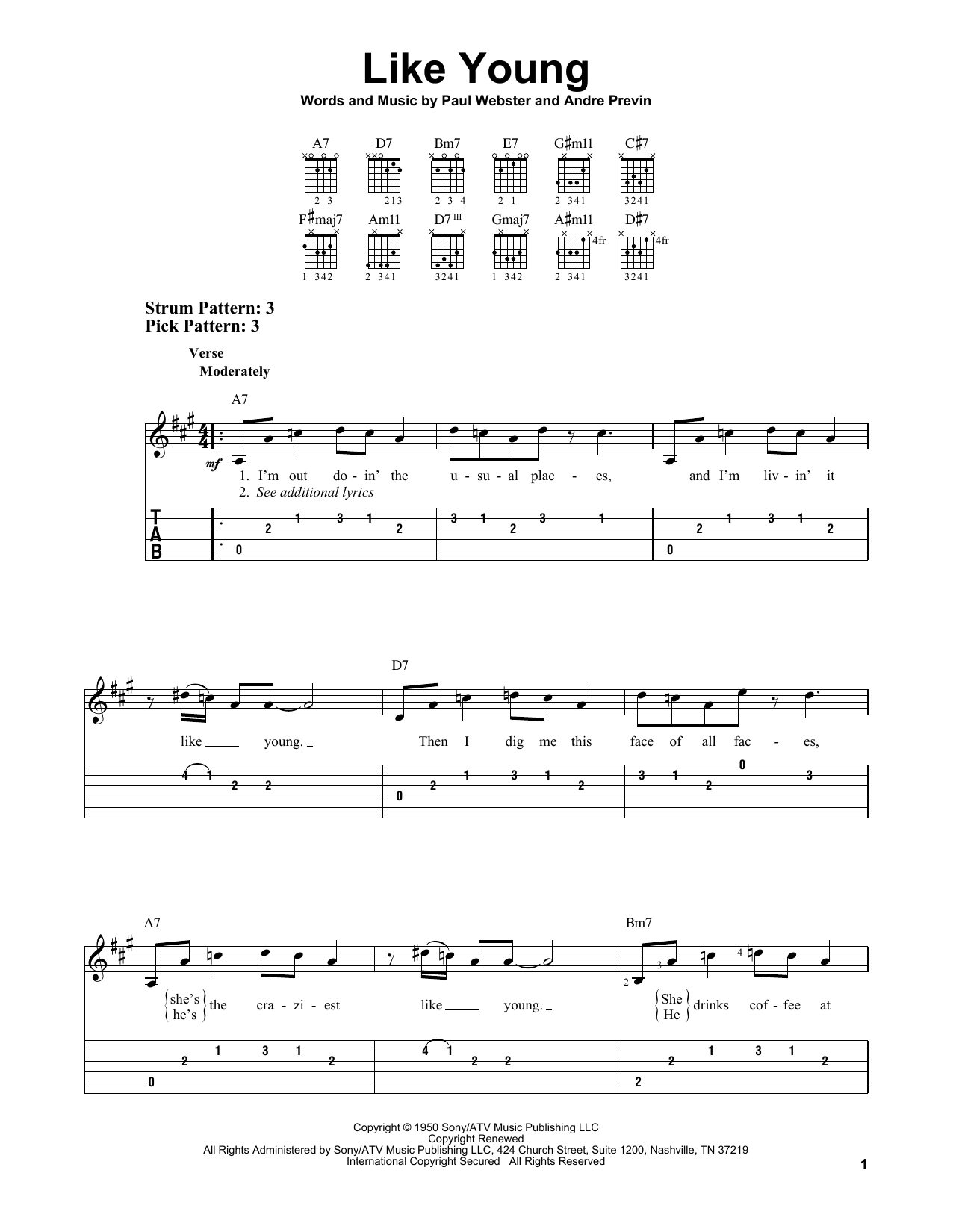 Like Young (Easy Guitar Tab) von Andr Previn