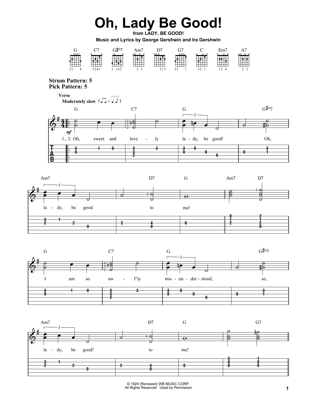 Oh, Lady Be Good! (Easy Guitar Tab) von Ira Gershwin