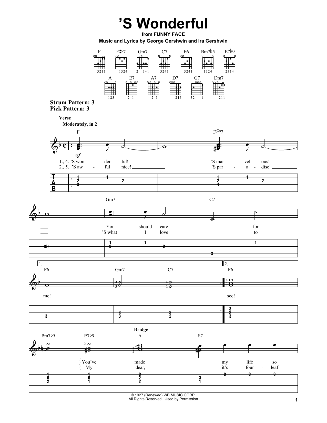 'S Wonderful (Easy Guitar Tab) von Ira Gershwin