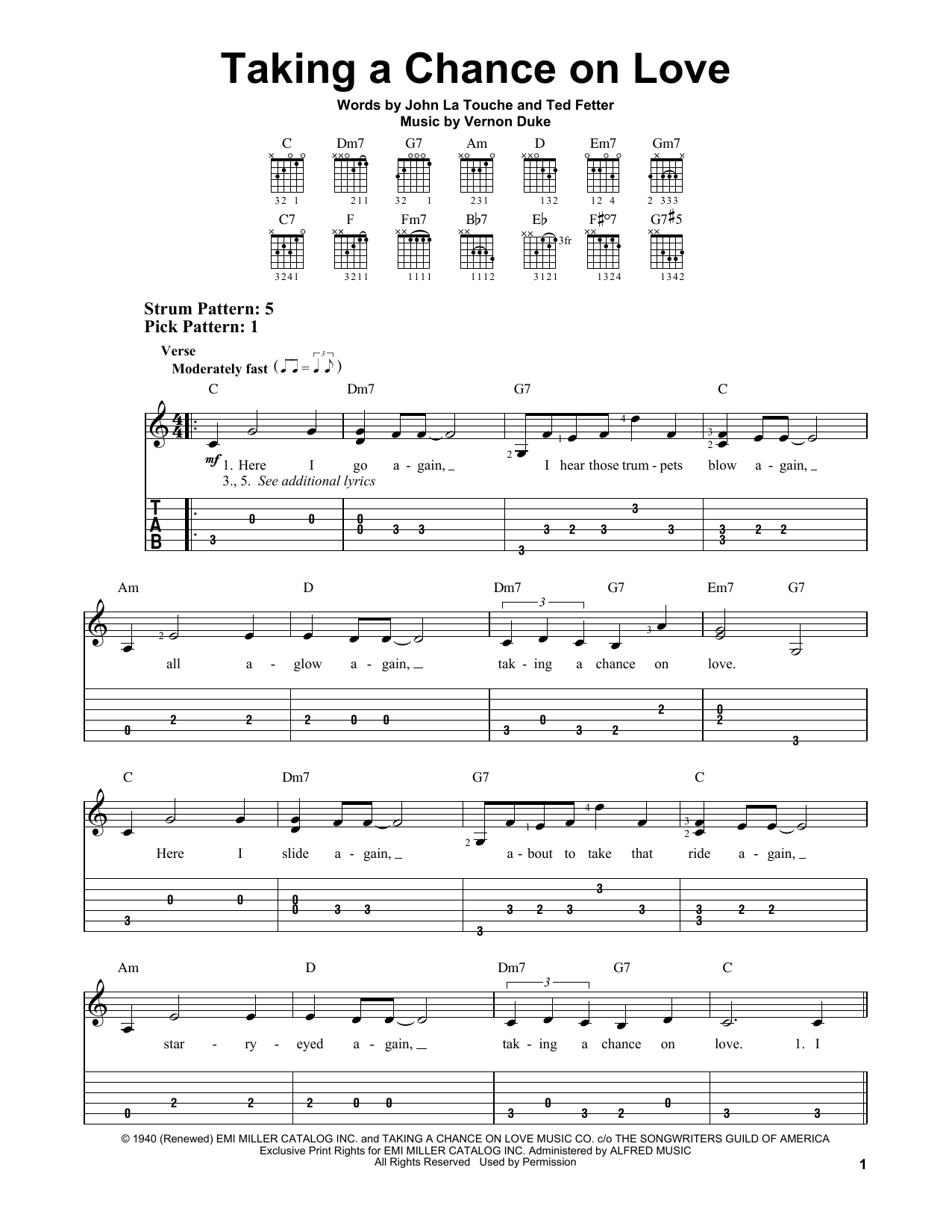 Taking A Chance On Love (Easy Guitar Tab) von John La Touche