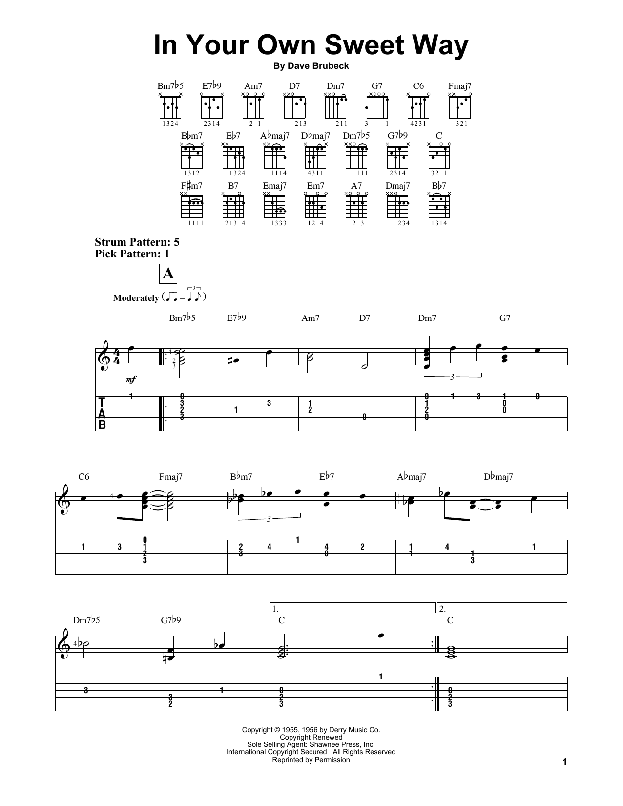 In Your Own Sweet Way (Easy Guitar Tab) von Dave Brubeck