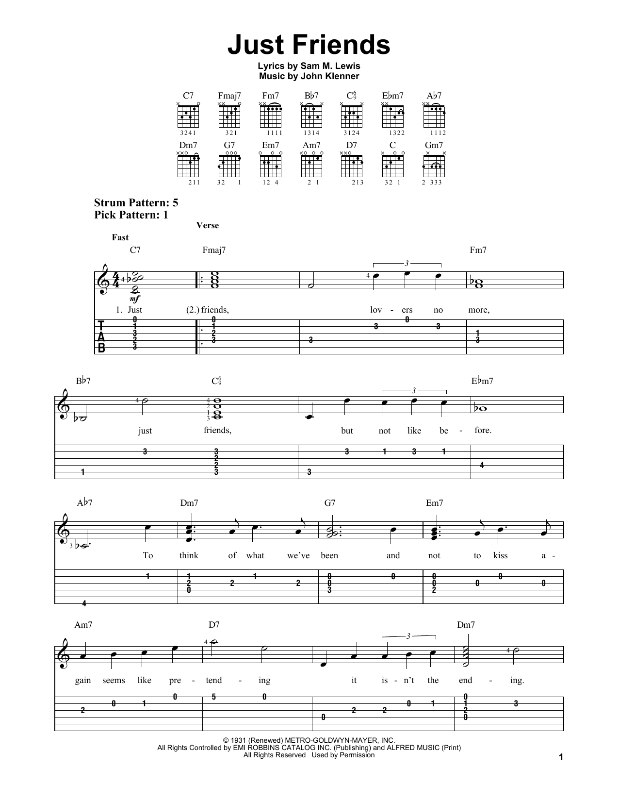 Just Friends (Easy Guitar Tab) von John Klenner