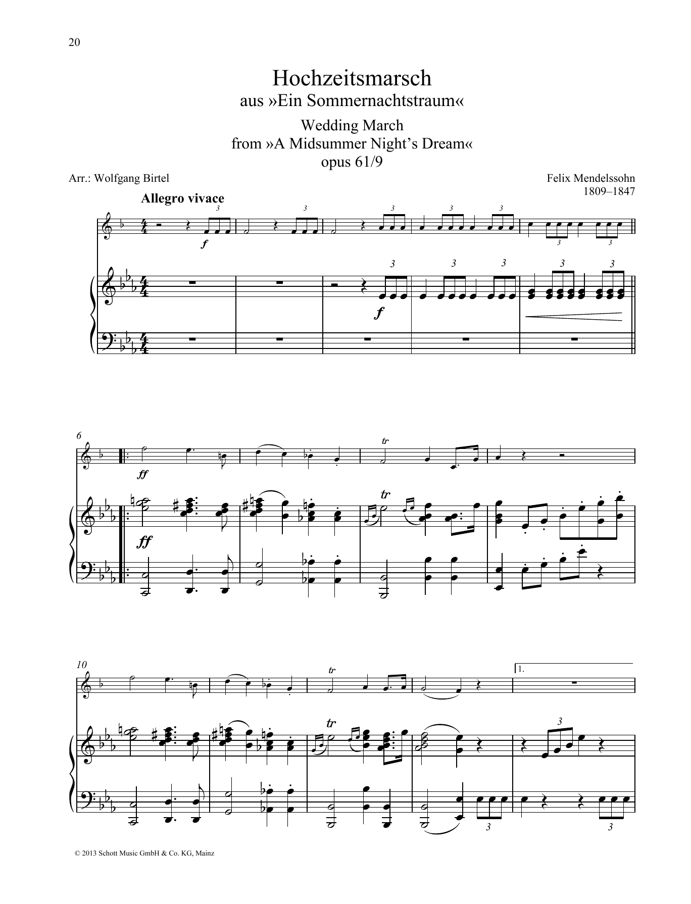 Wedding March (Brass Solo) von Felix Mendelssohn Bartholdy