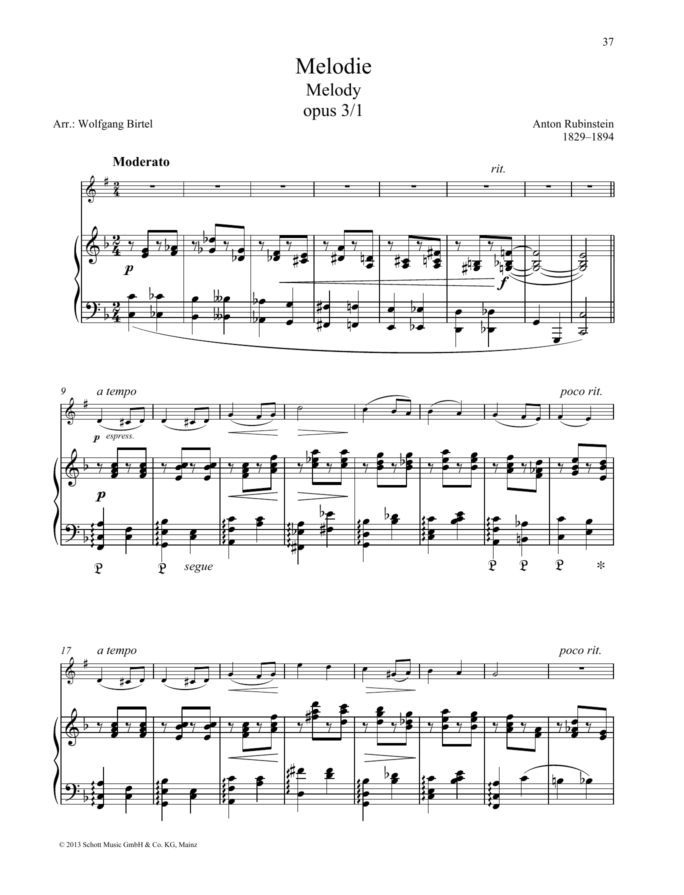 Melody (Brass Solo) von Anton Rubinstein