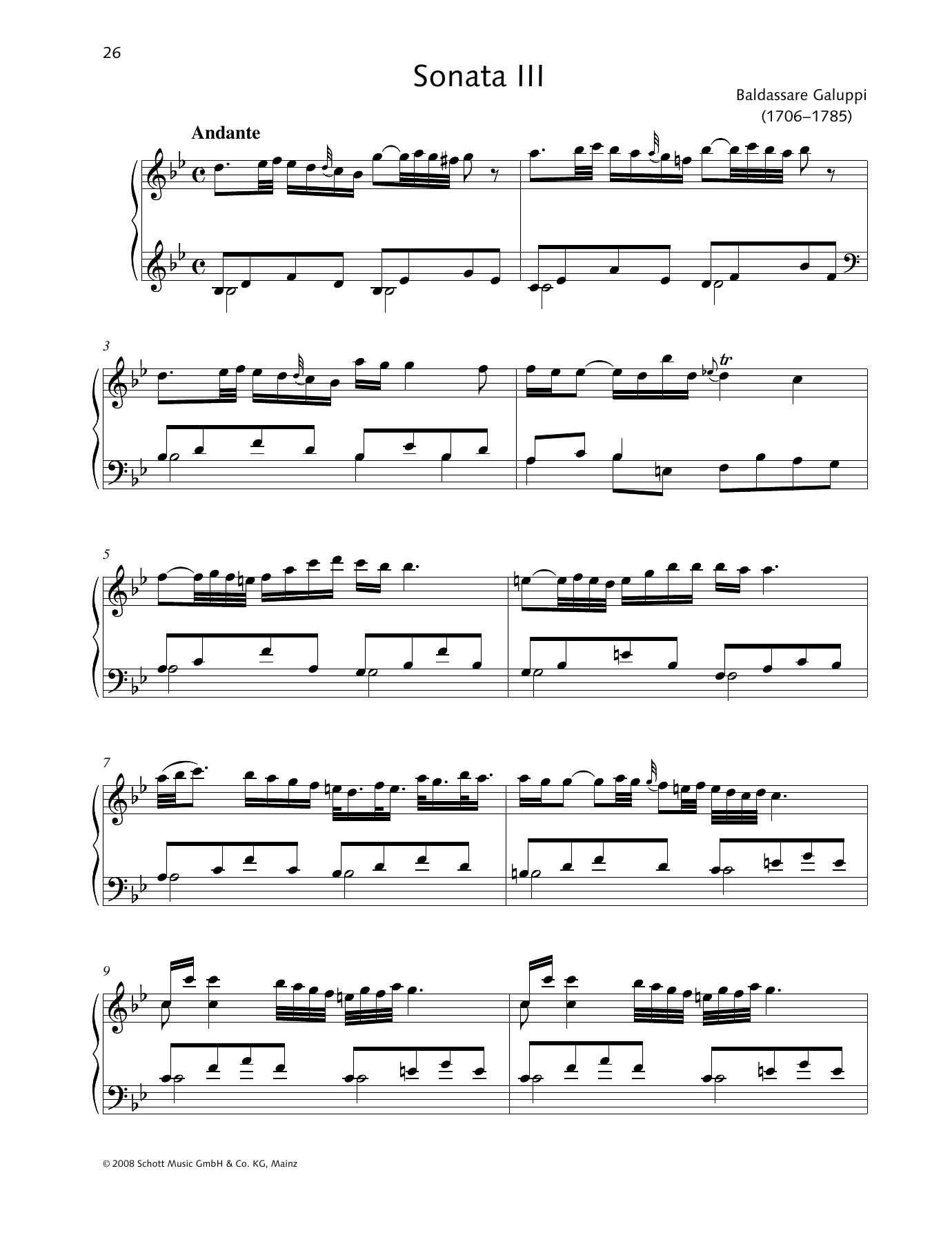 Sonata III B-flat major (Piano Solo) von Baldassare Galuppi