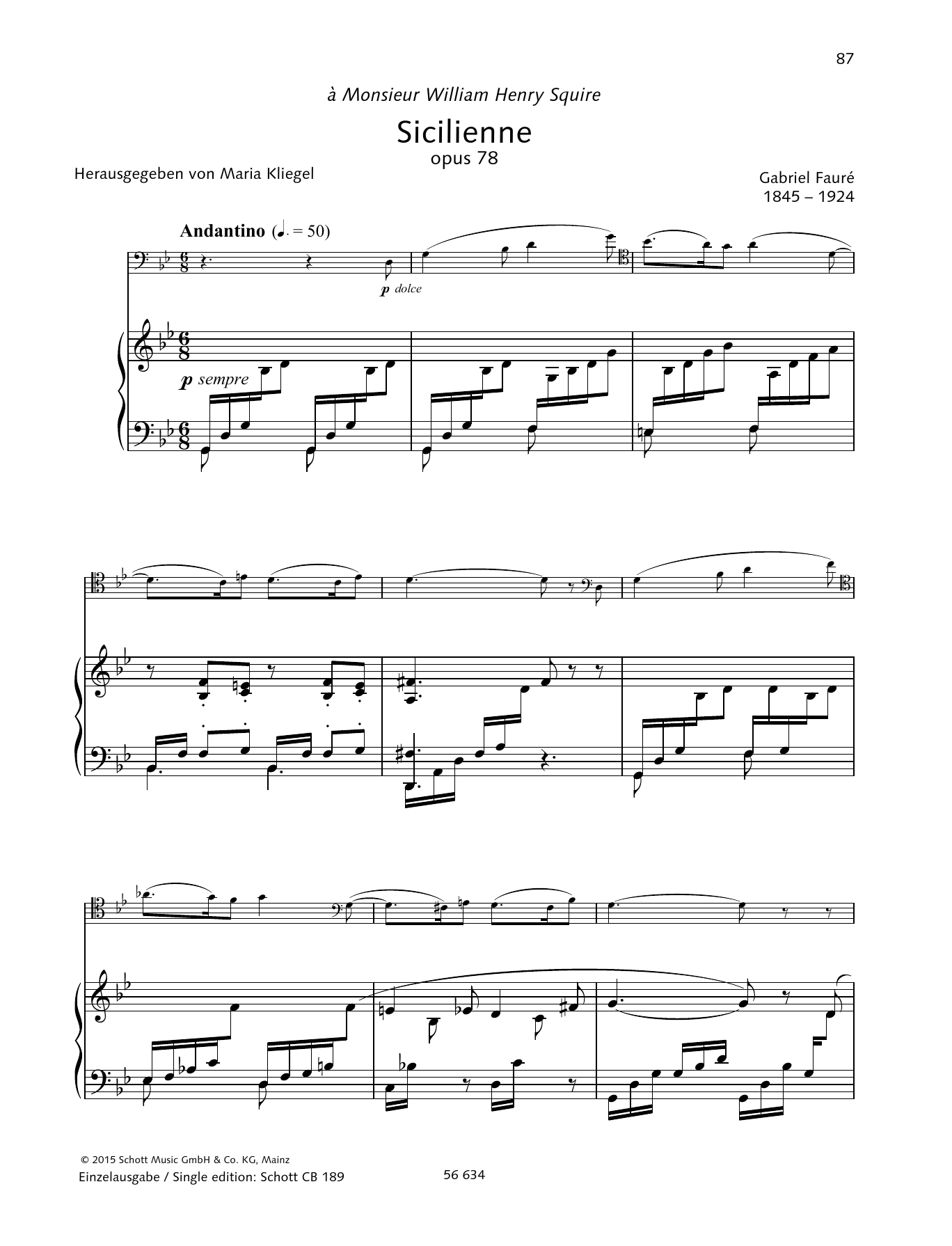 Sicilienne (String Solo) von Gabriel Faur