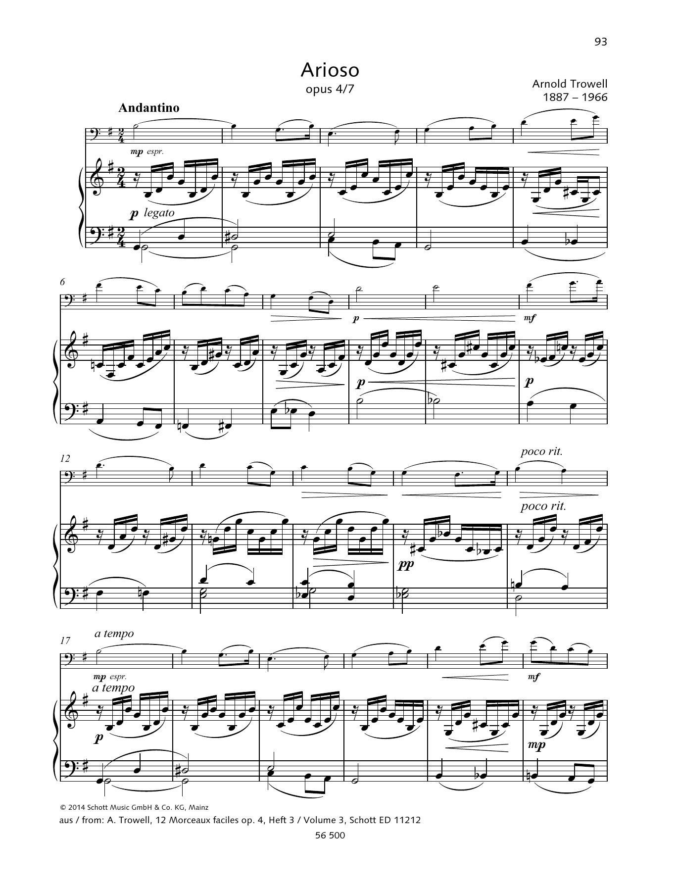 Arioso (String Solo) von Arnold Trowell