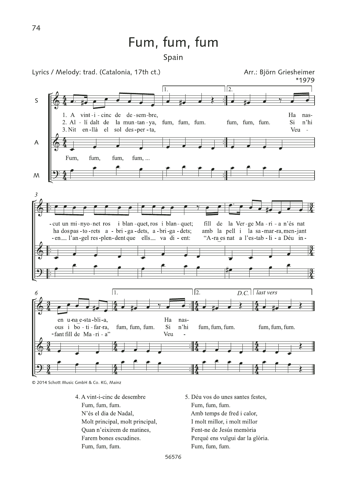 Fum, Fum, Fum (SAB Choir) von Bjrn Griesheimer