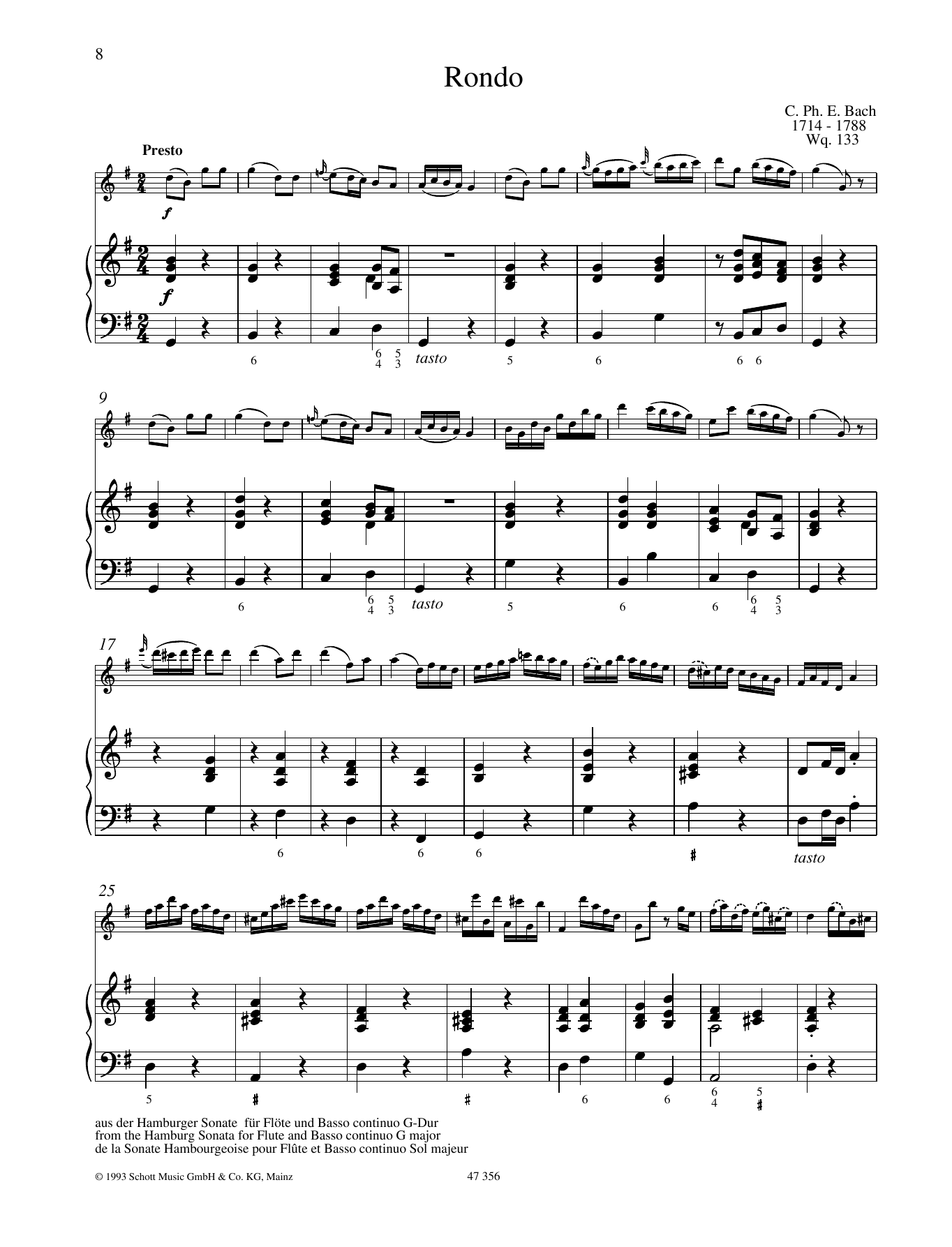 Rondo (Woodwind Solo) von Carl Philipp Emanuel Bach