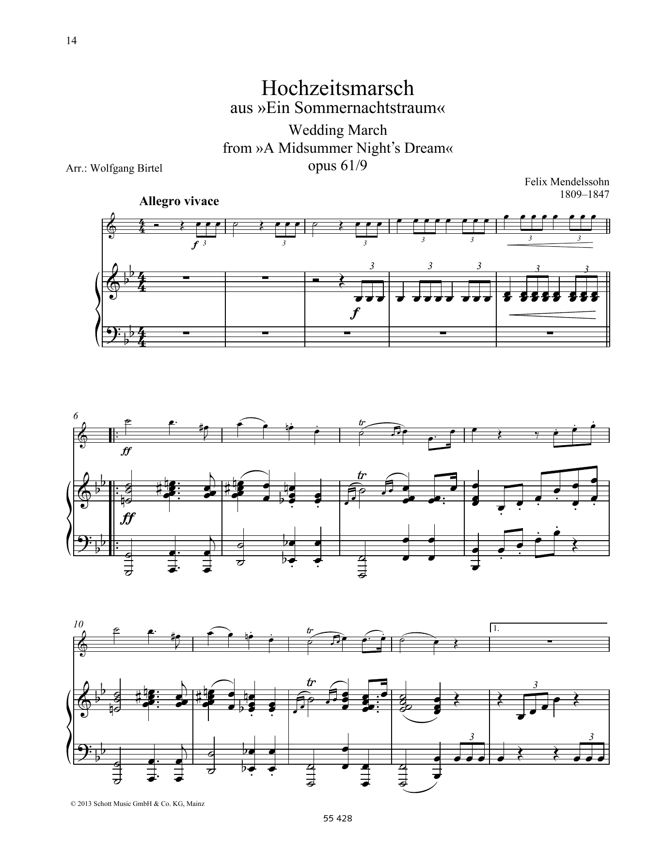 Wedding March (Woodwind Solo) von Felix Mendelssohn Bartholdy