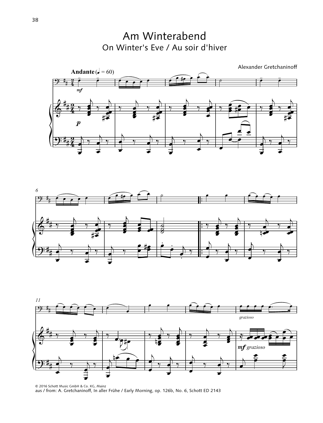 On Winter's Eve (String Solo) von Alexander Gretchaninoff