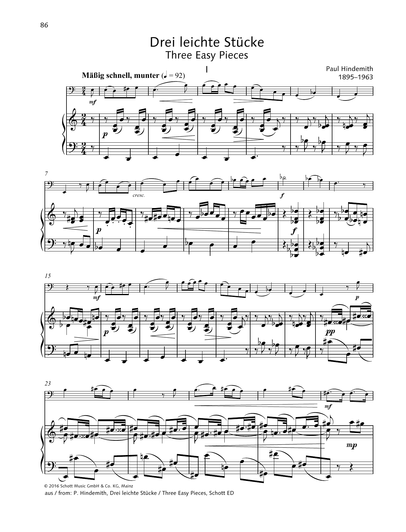 Three Easy Pieces (String Solo) von Paul Hindemith