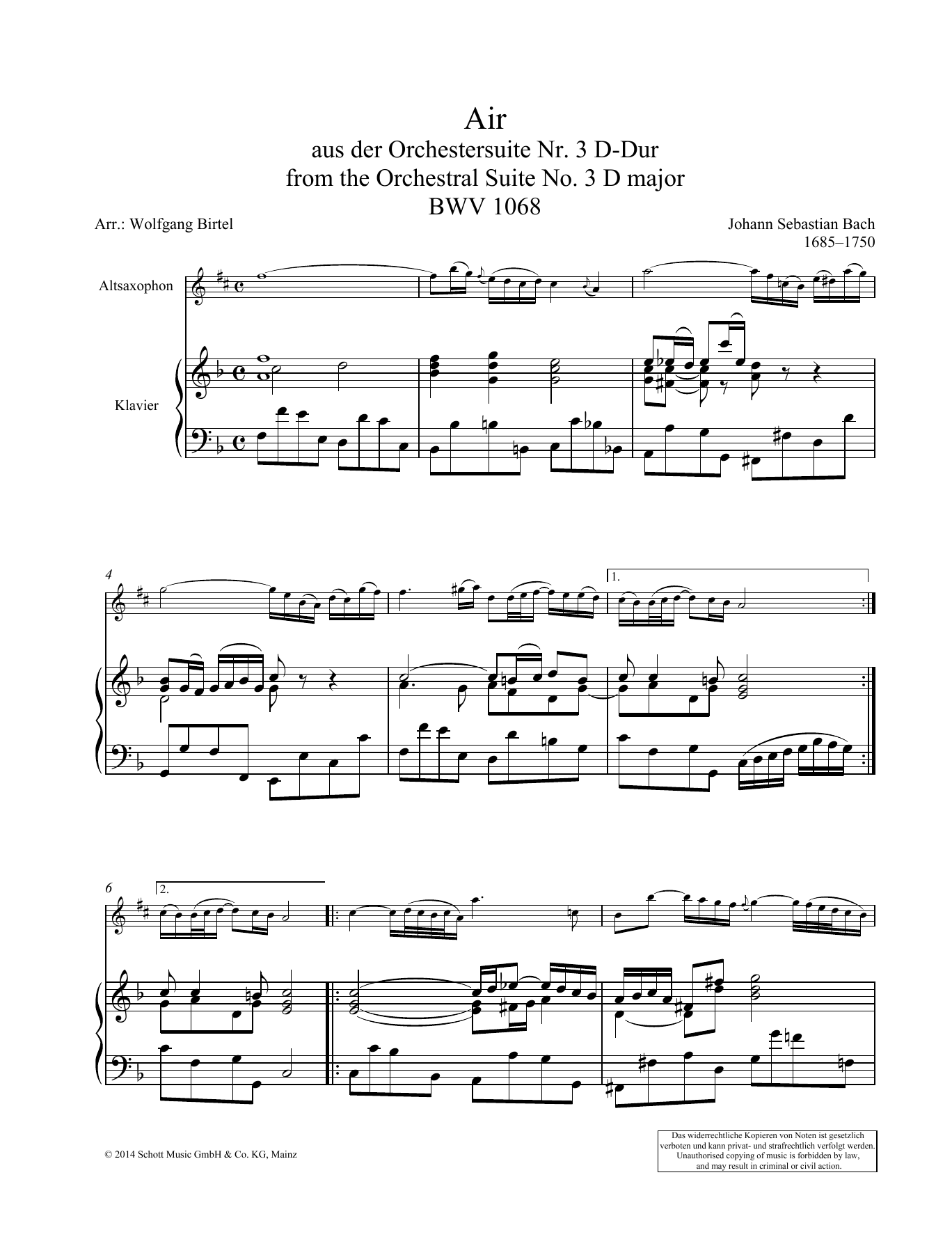 Air (Woodwind Solo) von Johann Sebastian Bach