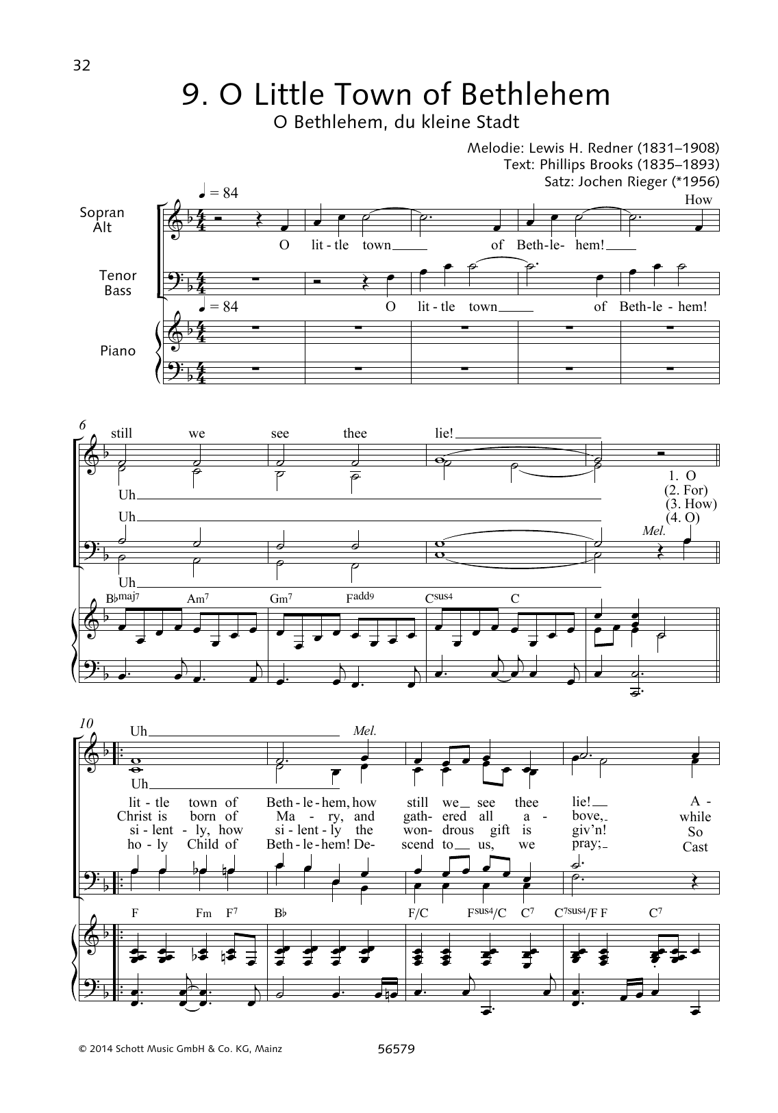 O Little Town of Bethlehem (SATB Choir) von Phillips Brooks