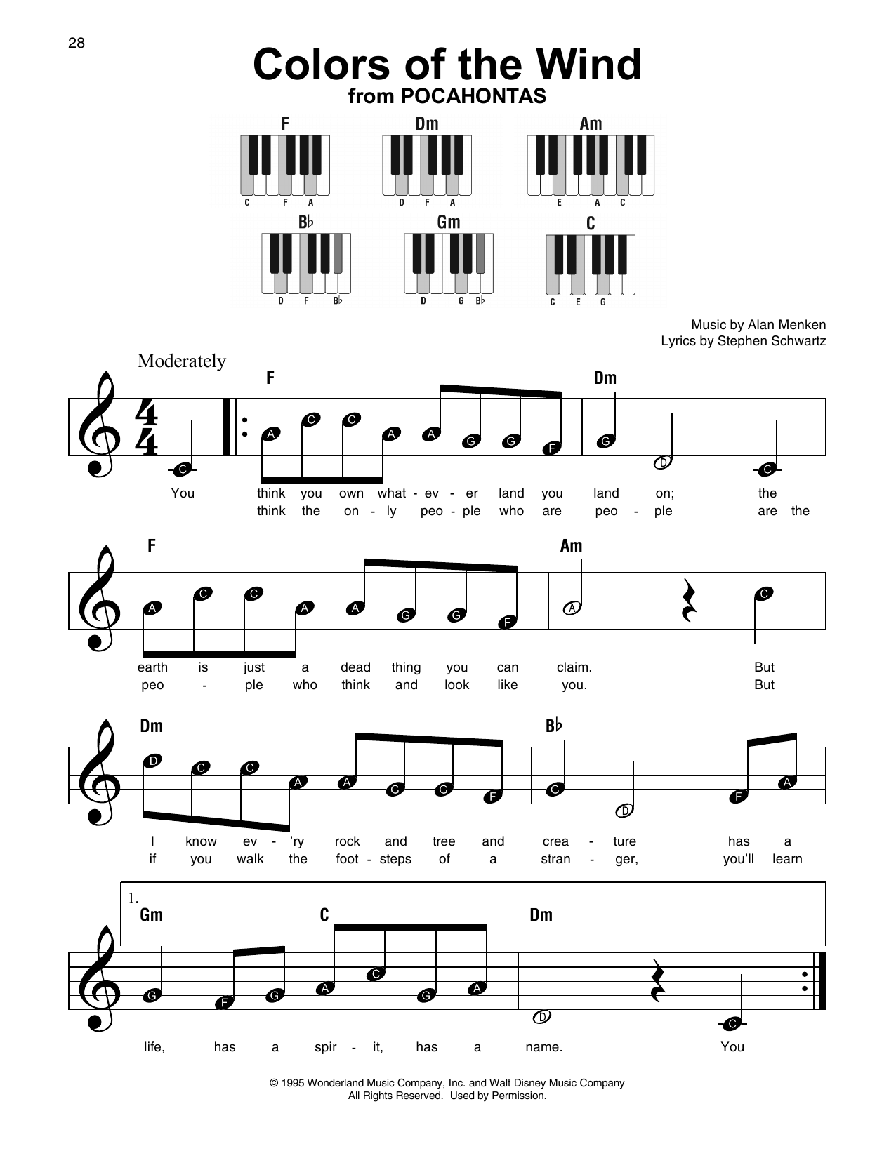 Colors Of The Wind (from Pocahontas) (Super Easy Piano) von Vanessa Williams