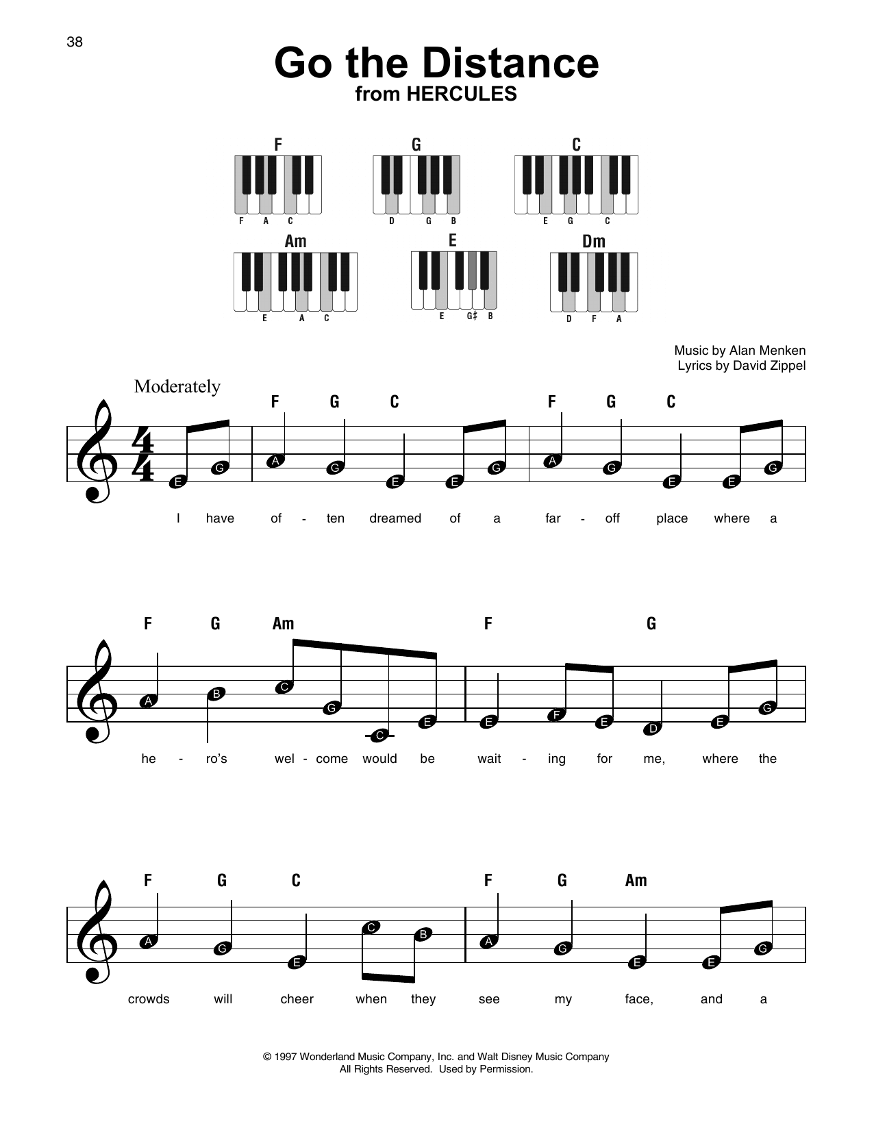 Go The Distance (from Hercules) (Super Easy Piano) von Michael Bolton
