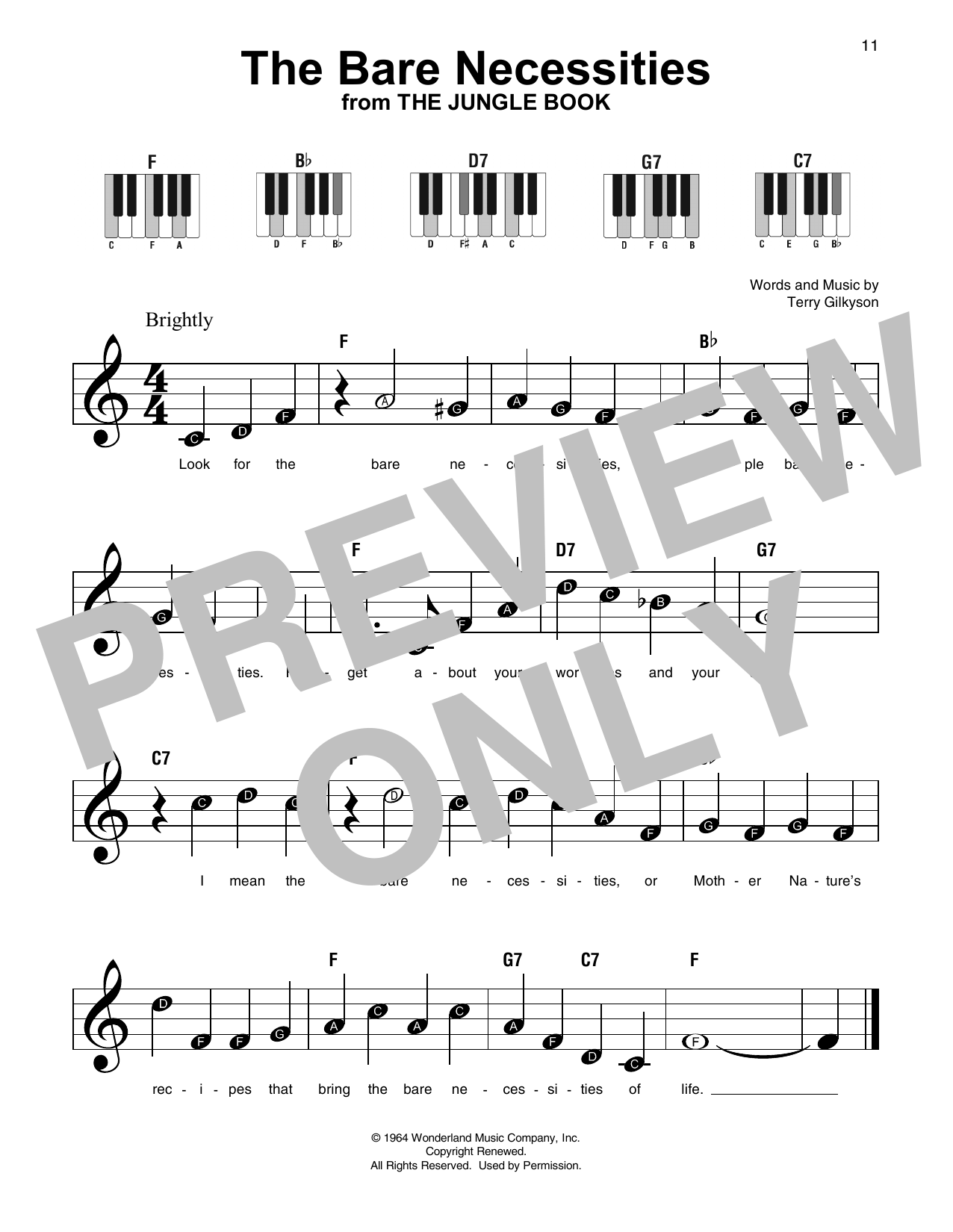 The Bare Necessities (Super Easy Piano) von Terry Gilkyson