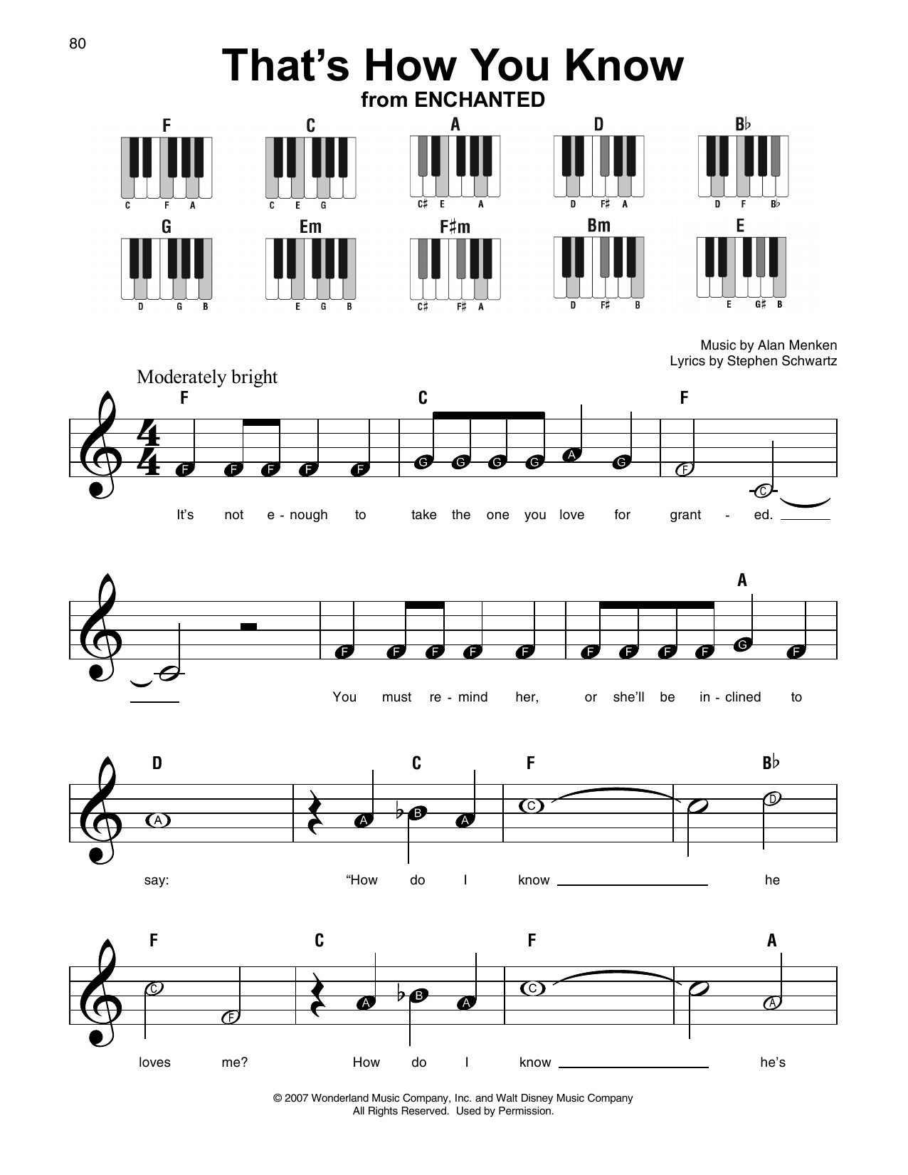 That's How You Know (from Enchanted) (Super Easy Piano) von Amy Adams