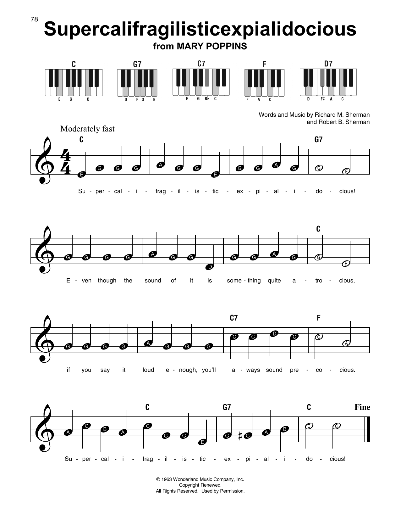 Supercalifragilisticexpialidocious (from Mary Poppins) (Super Easy Piano) von Julie Andrews