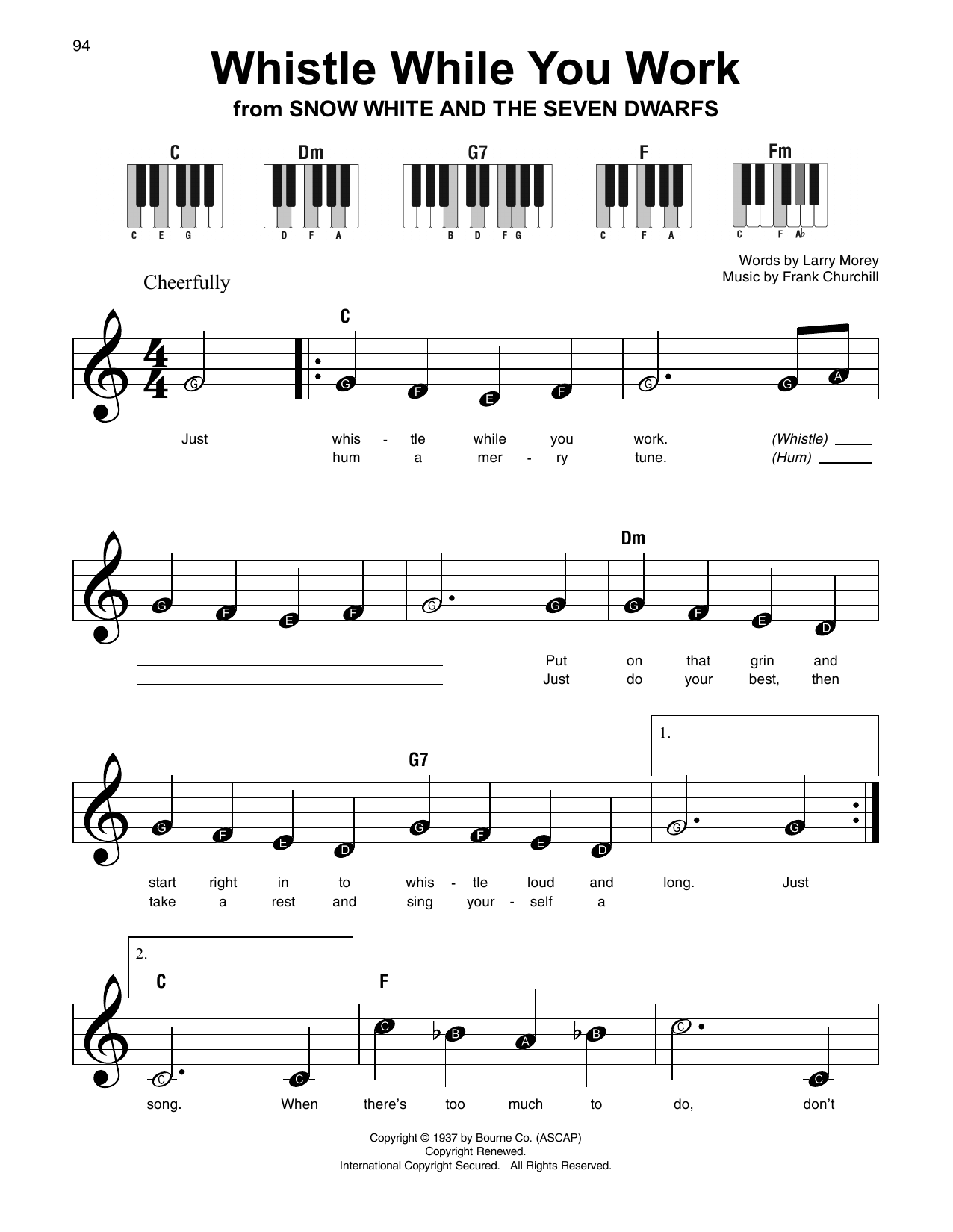 Whistle While You Work (from Snow White And The Seven Dwarfs) (Super Easy Piano) von Larry Morey & Frank Churchill