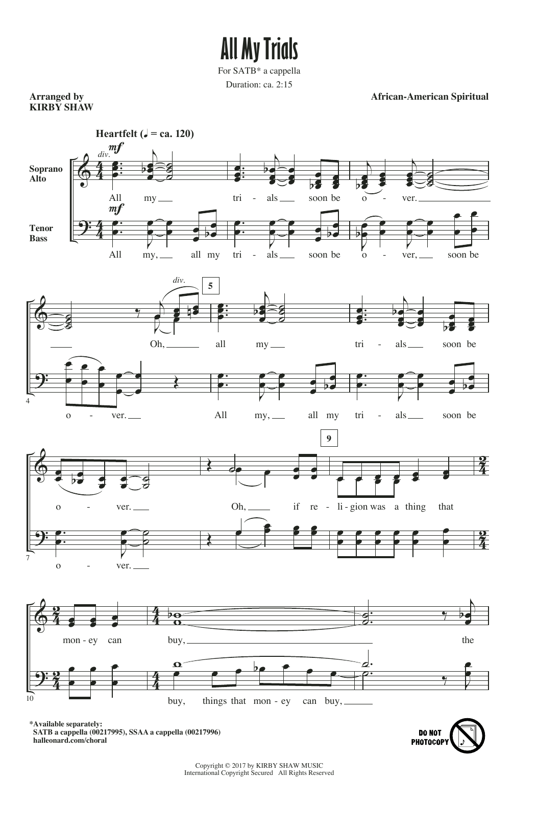 All My Trials (SATB Choir) von Kirby Shaw