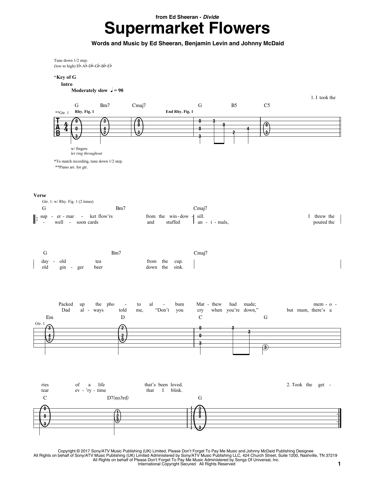 Supermarket Flowers (Guitar Rhythm Tab) von Ed Sheeran