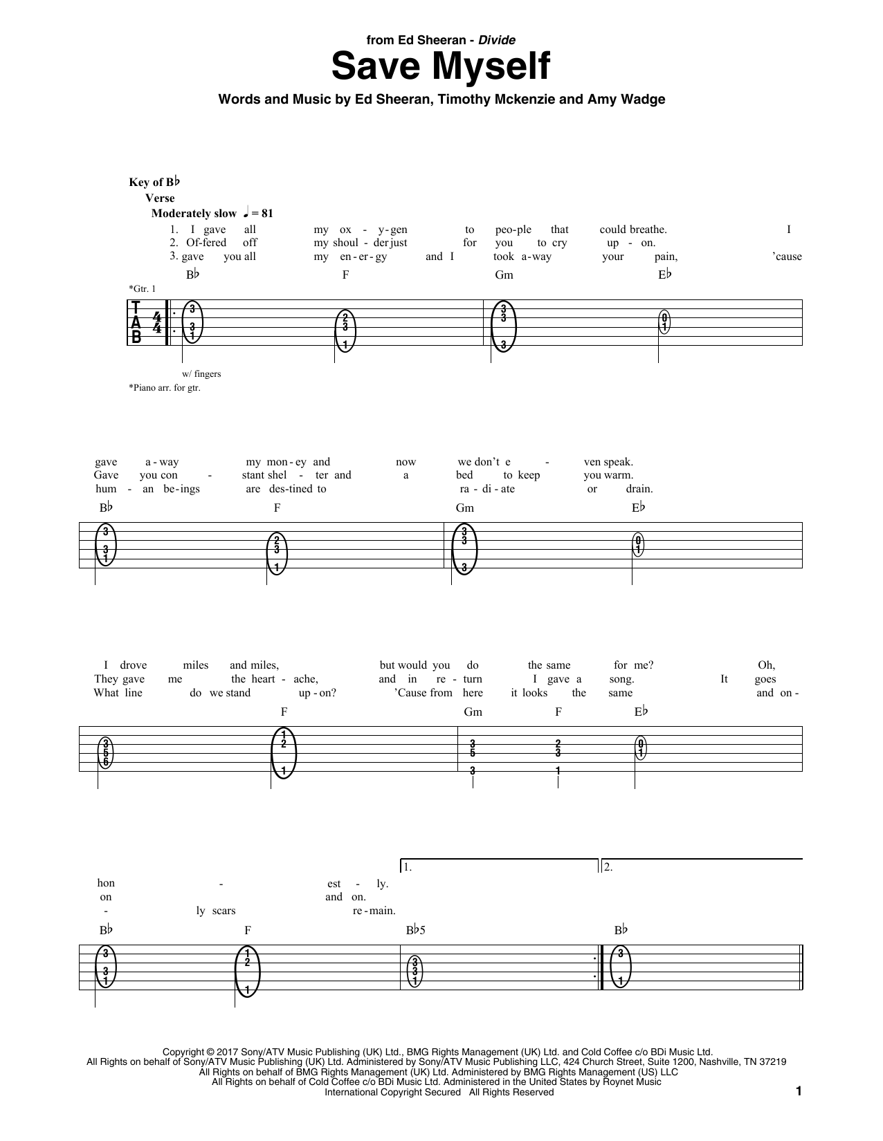 Save Myself (Guitar Rhythm Tab) von Ed Sheeran