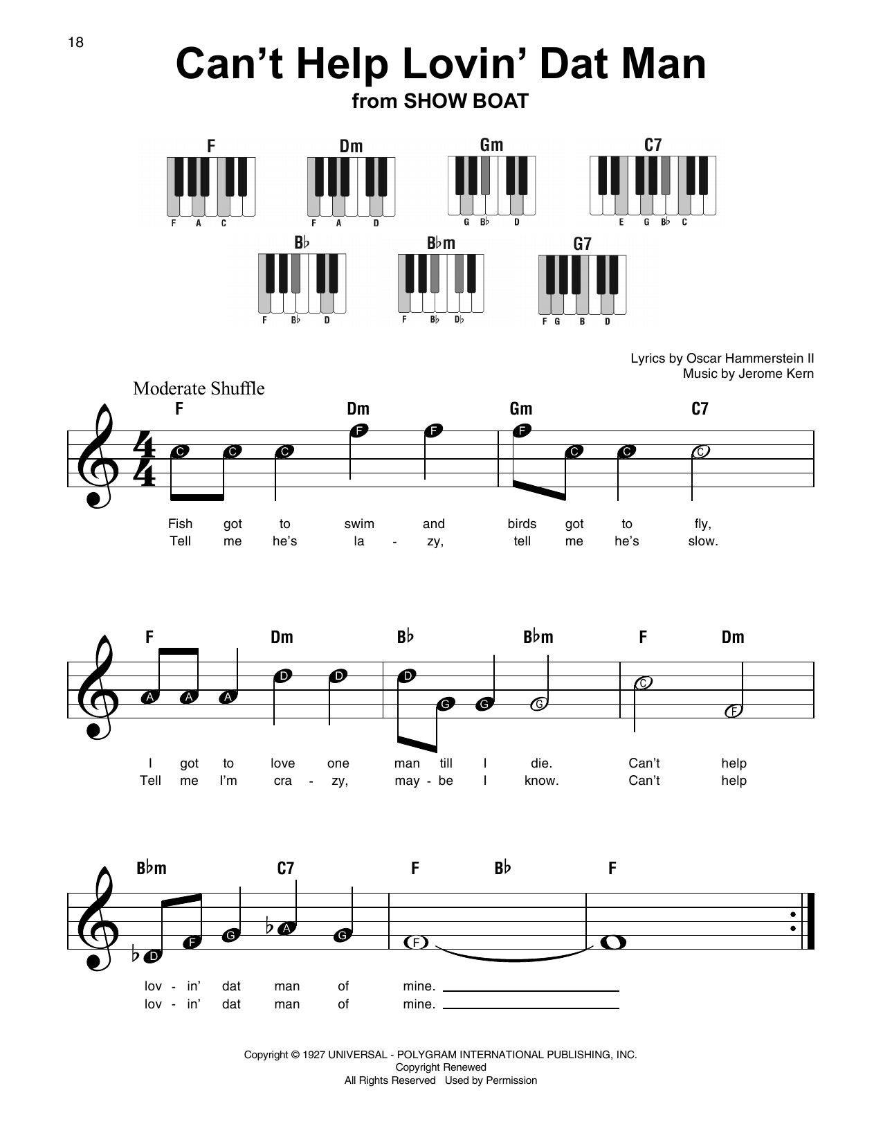 Can't Help Lovin' Dat Man (Super Easy Piano) von Jerome Kern