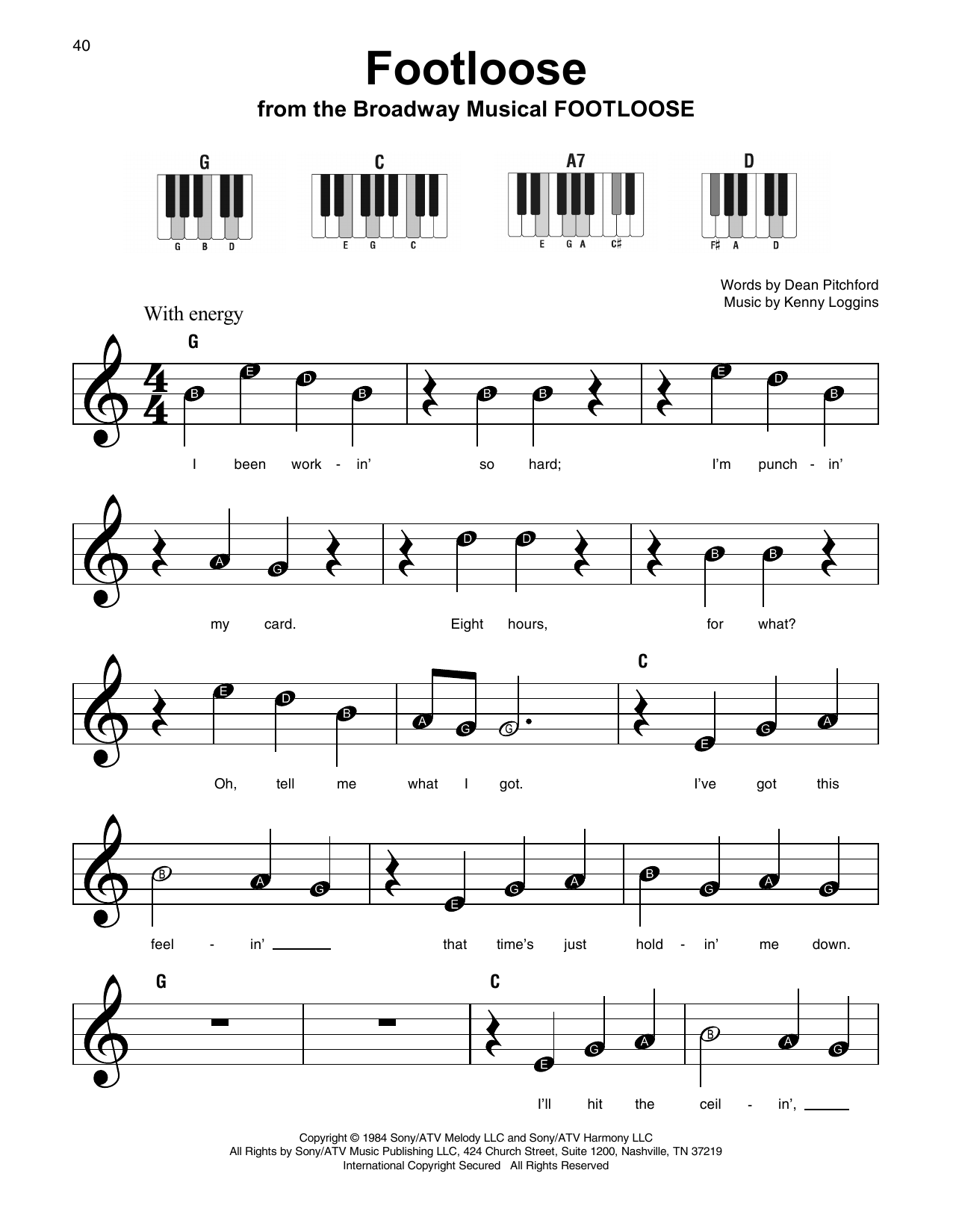Footloose (Super Easy Piano) von Kenny Loggins