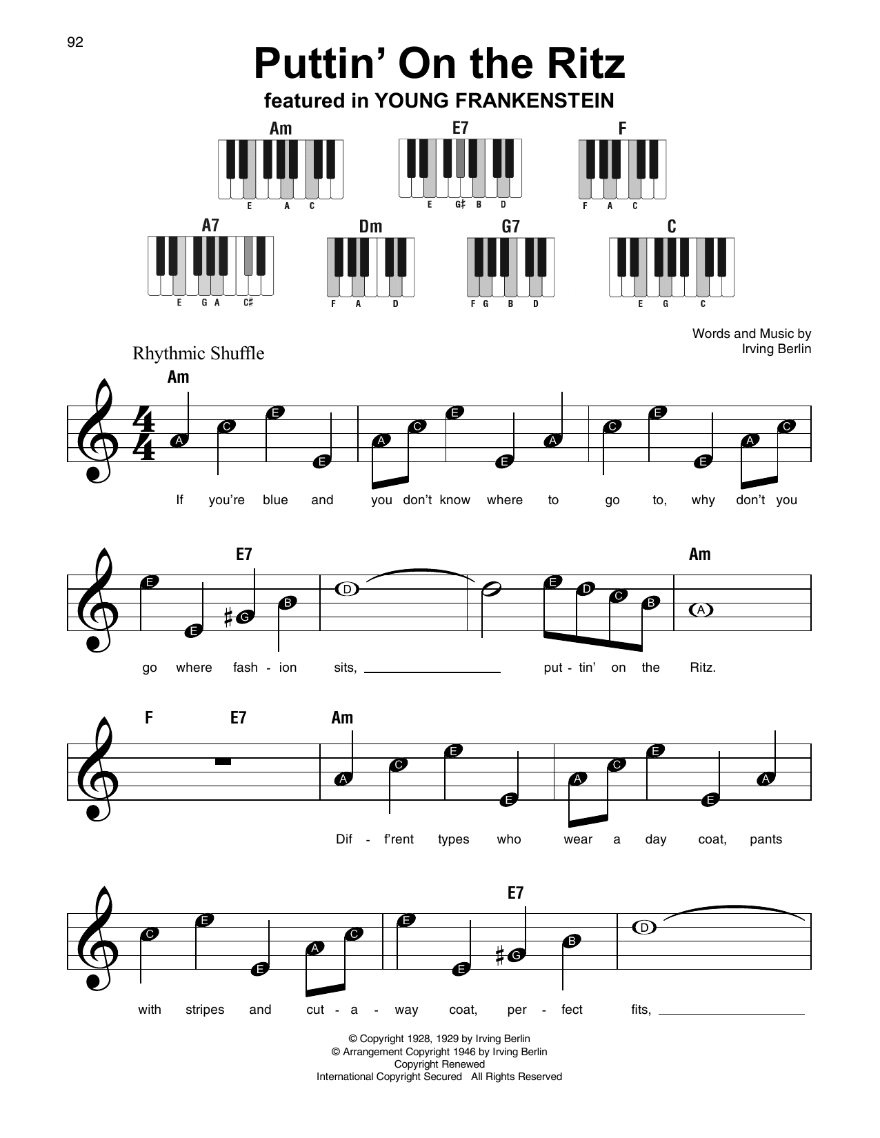 Puttin' On The Ritz (Super Easy Piano) von Irving Berlin