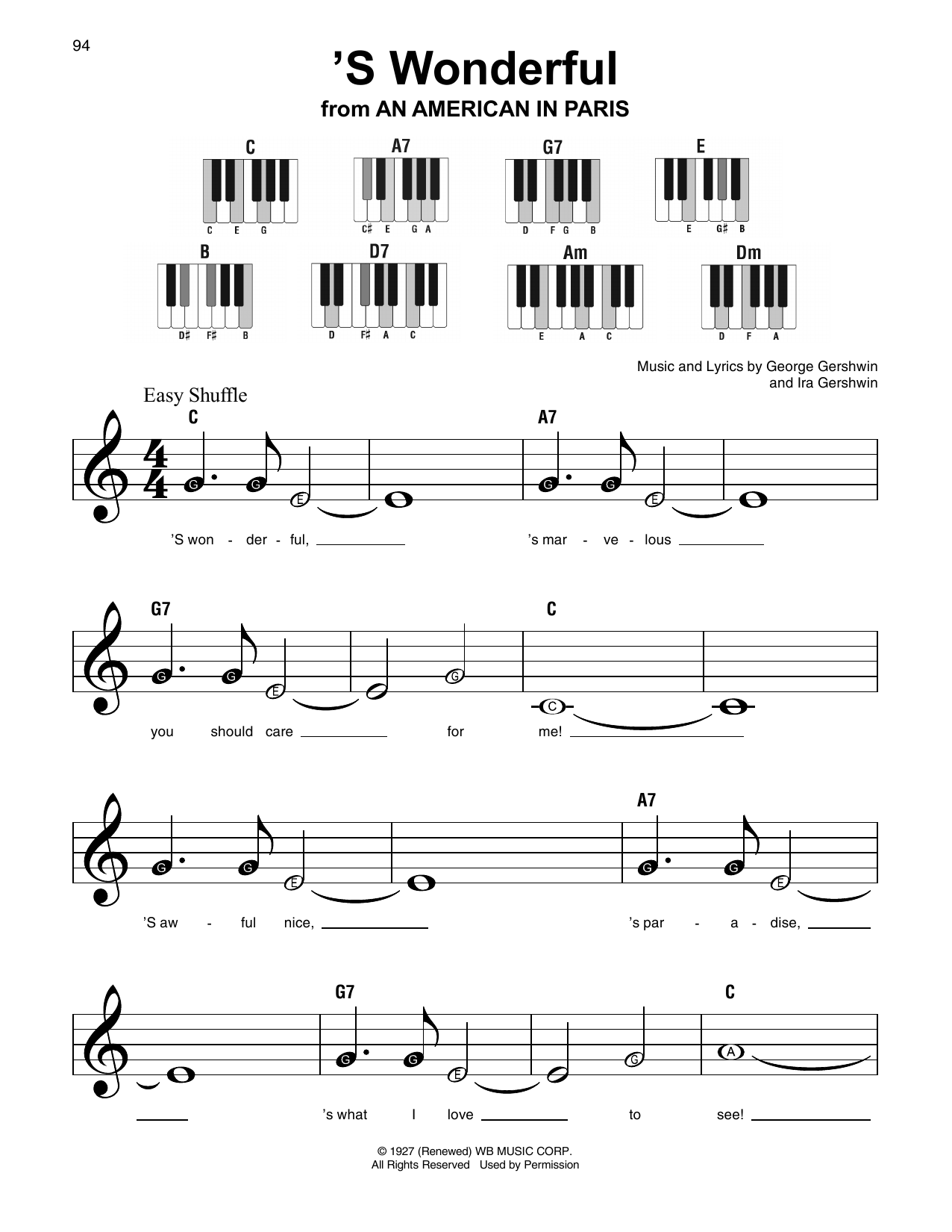 'S Wonderful (Super Easy Piano) von George Gershwin