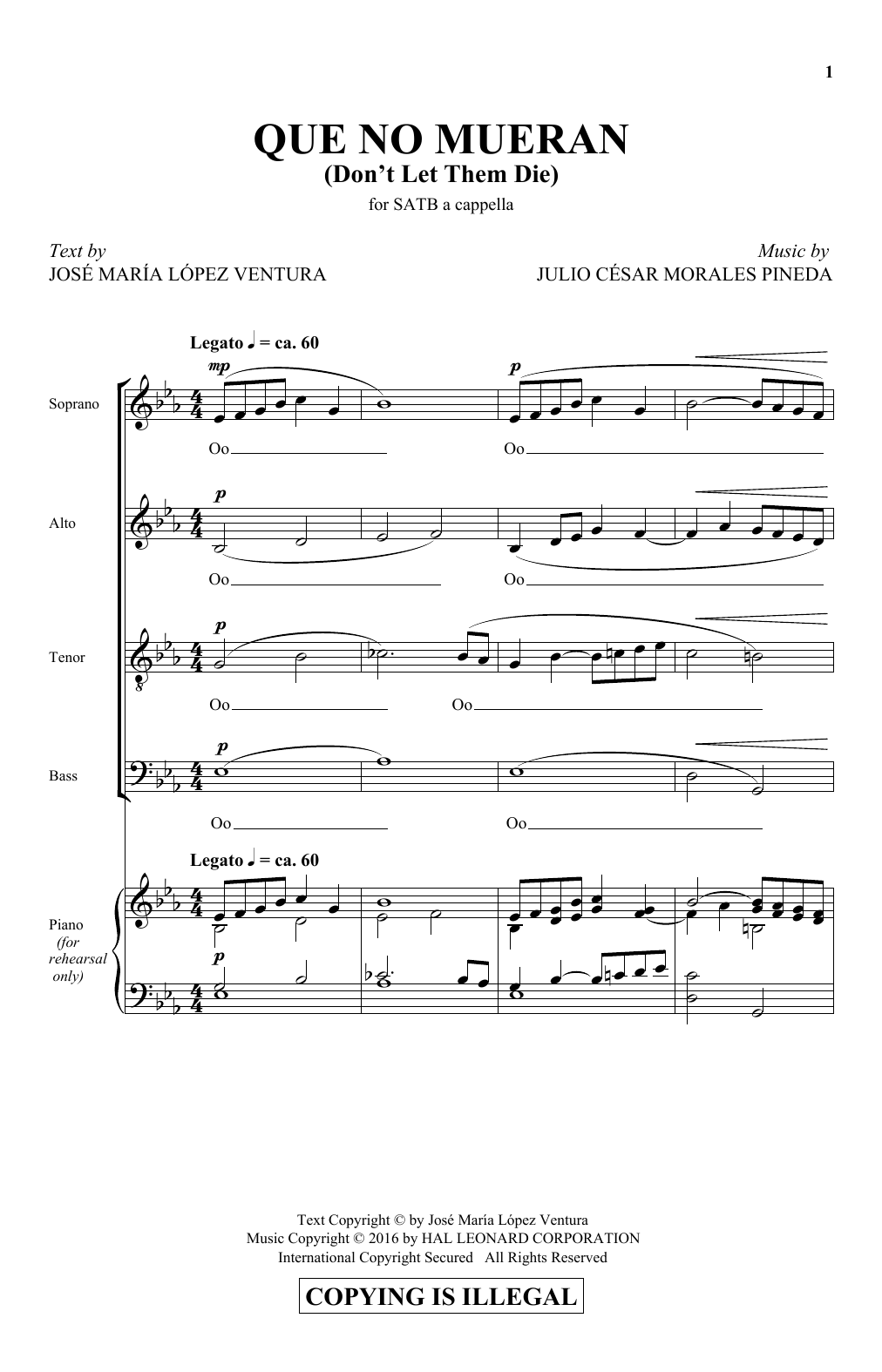 Que No Mueran (Don't Let Them Die) (SATB Choir) von Julio Pineda