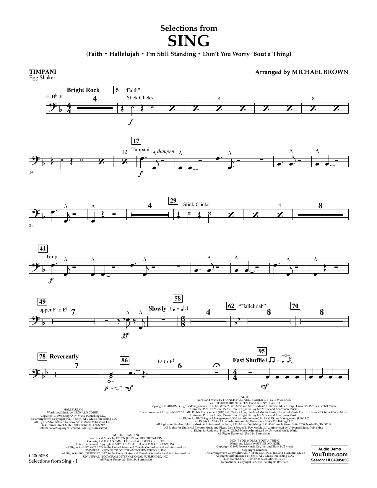 Selections from Sing - Timpani (Concert Band) von Michael Brown