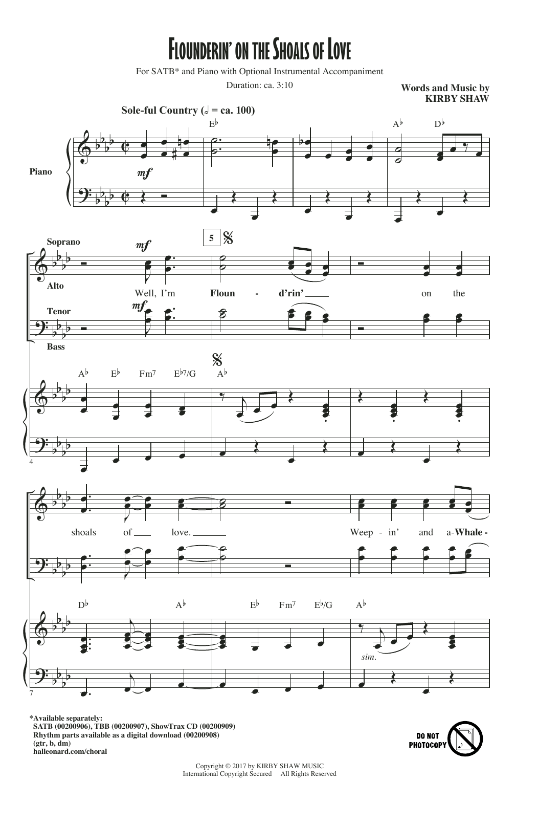 Flounderin' On The Shoals Of Love (SATB Choir) von Kirby Shaw