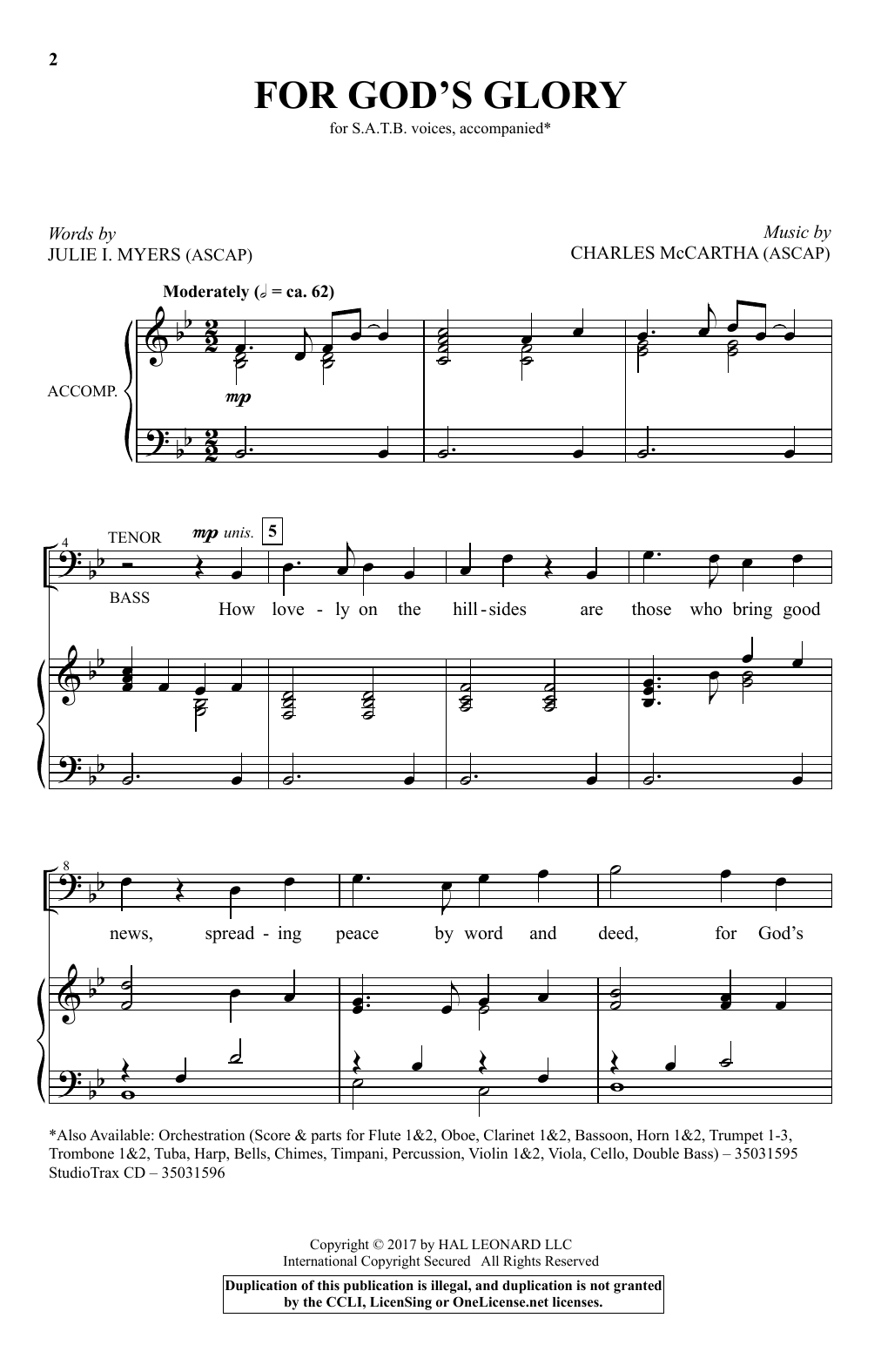 For God's Glory (SATB Choir) von Charles McCartha