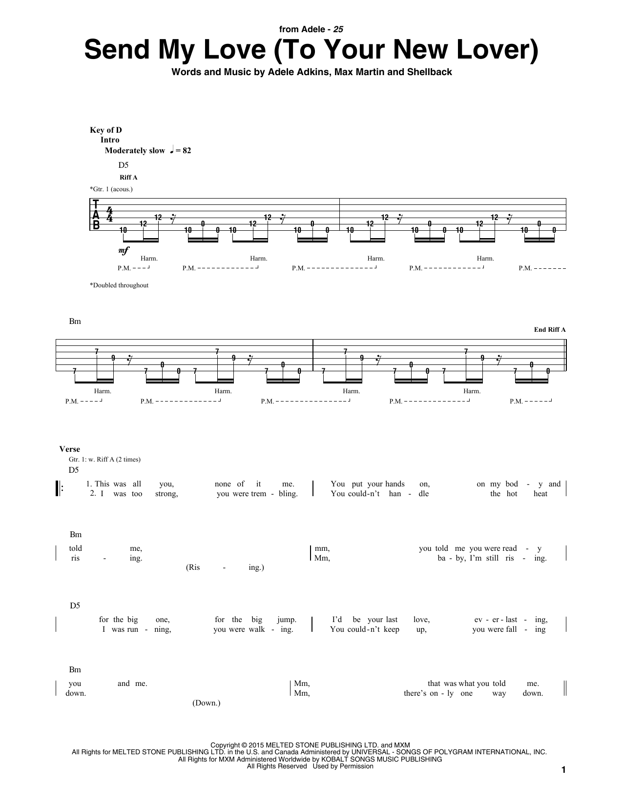 Send My Love (To Your New Lover) (Guitar Rhythm Tab) von Adele