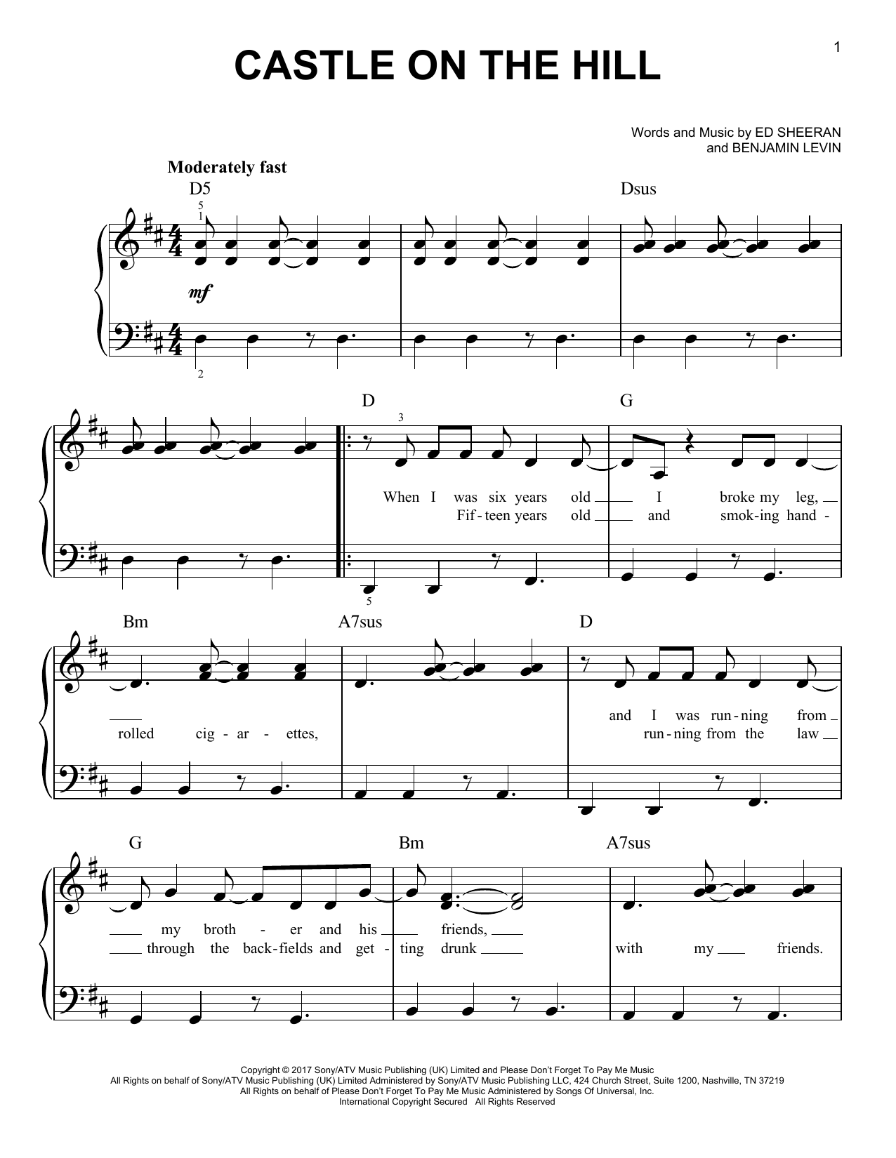 Castle On The Hill (Easy Piano) von Ed Sheeran