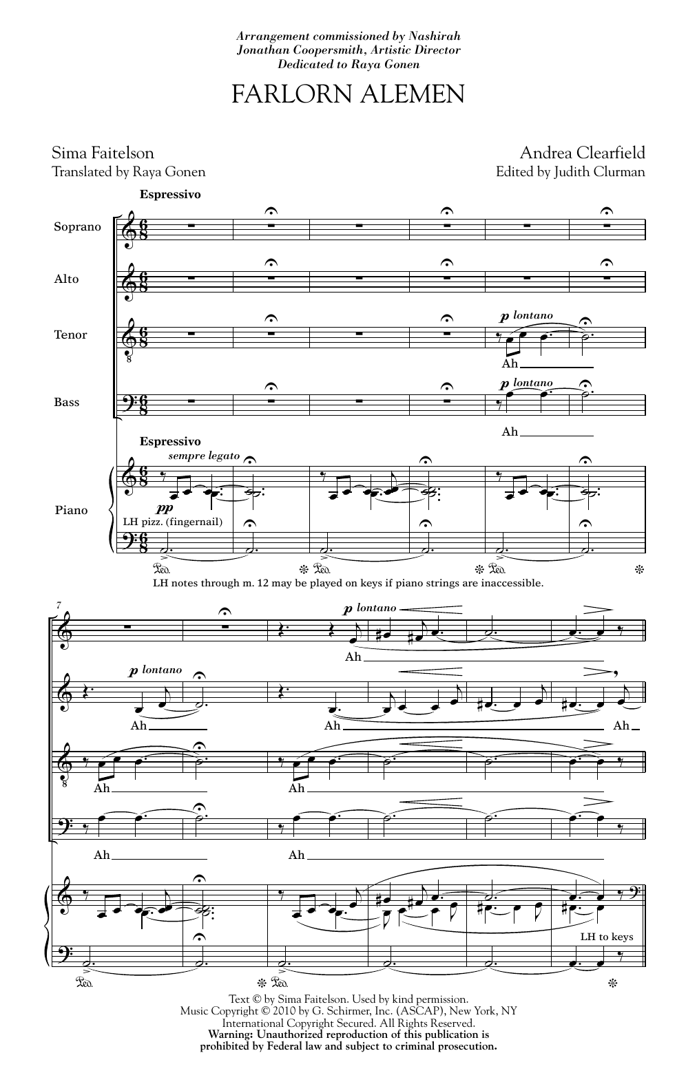 Farlorn Alemen (SATB Choir) von Andrea Clearfield