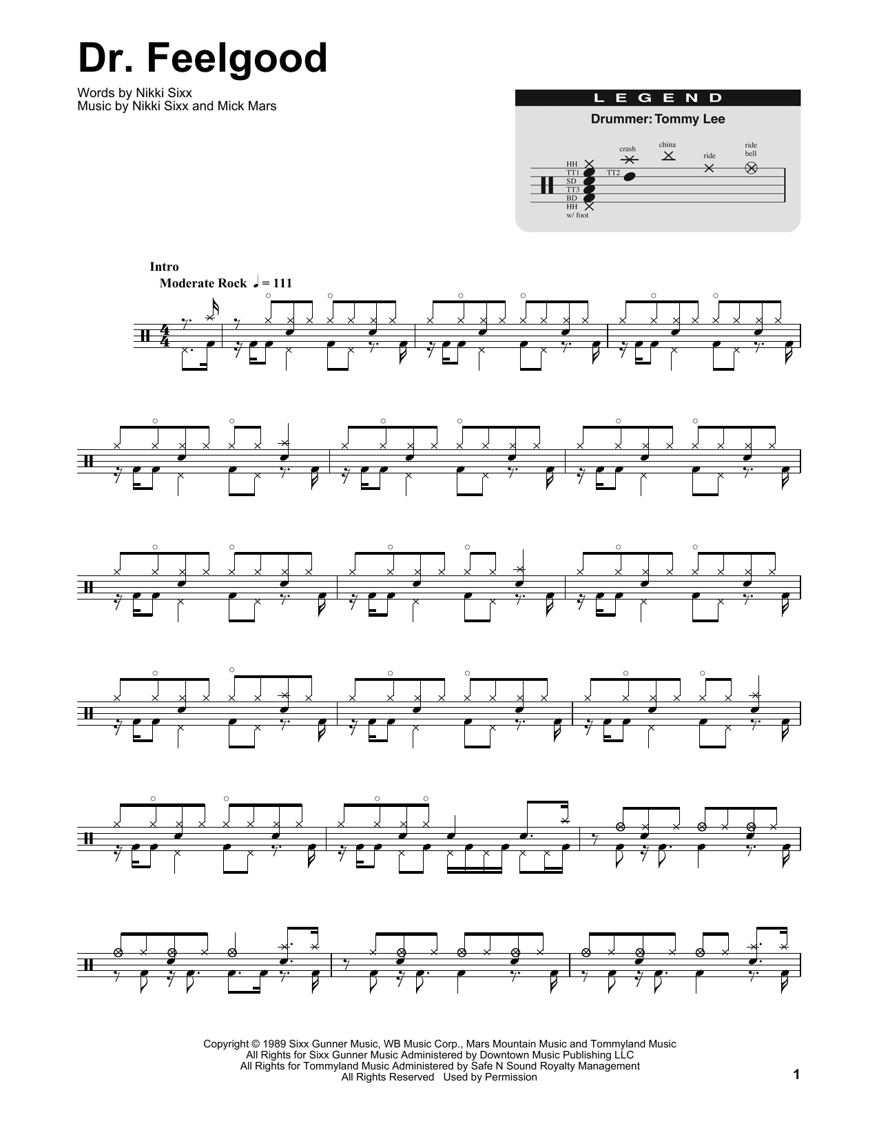 Dr. Feelgood (Drums Transcription) von Motley Crue