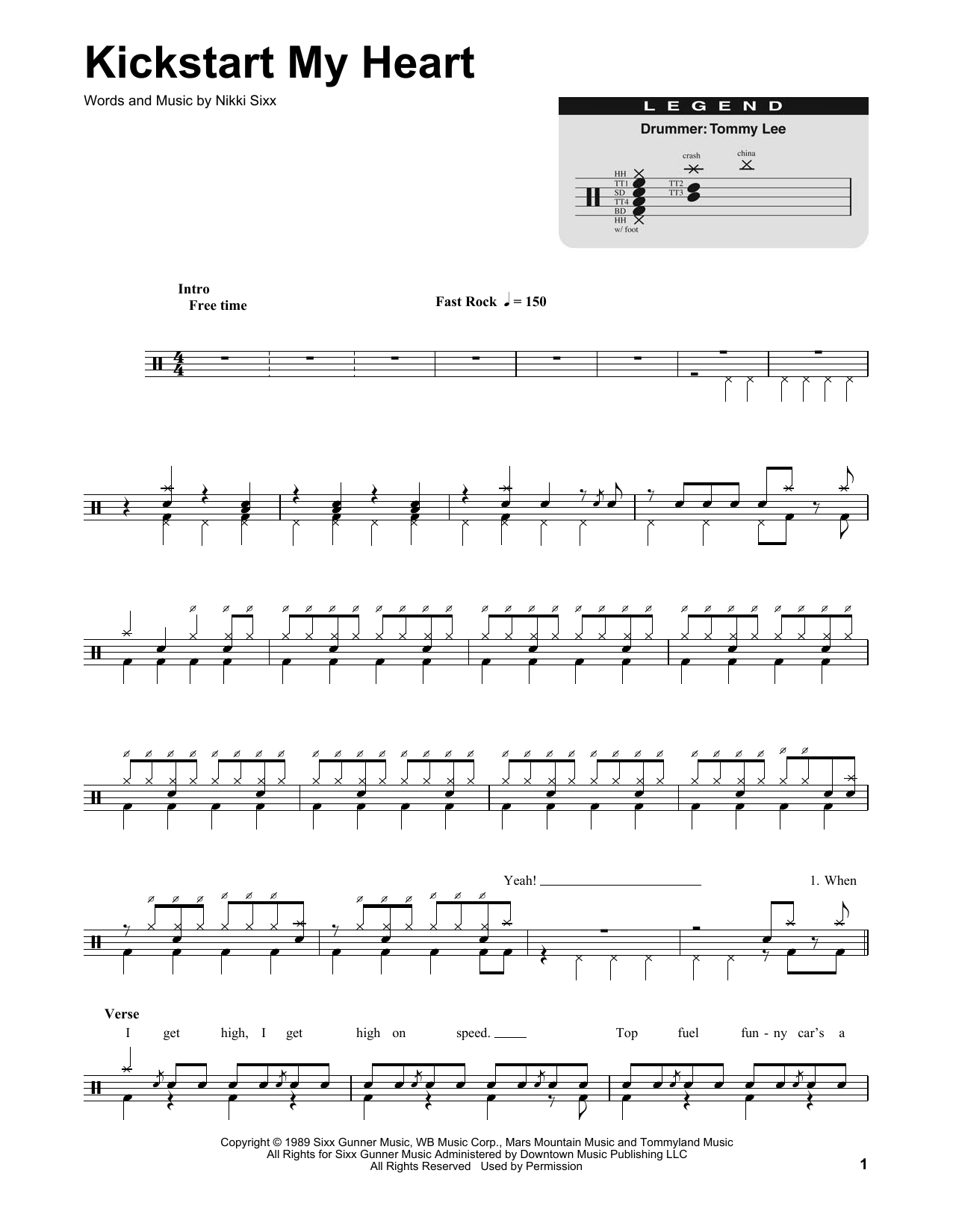 Kickstart My Heart (Drums Transcription) von Motley Crue